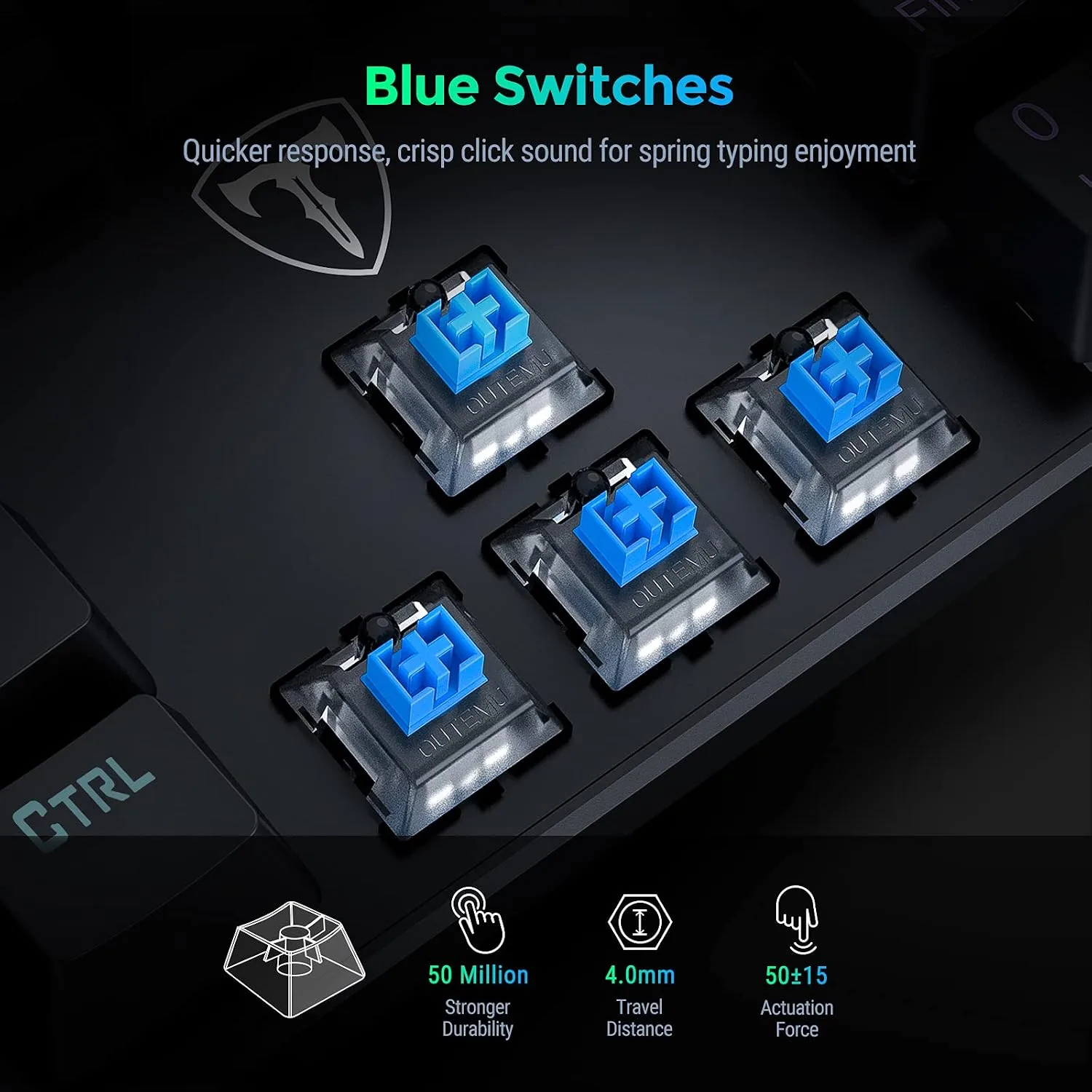 RisoPhy Mechanical Gaming Keyboard, RGB 104 Keys Ultra-Slim LED Backlit USB Wired Keyboard with Blue Switch, Durable Abs Keycaps/Anti-Ghosting/Spill-Resistant Computer Keyboard for PC Mac Xbox Gamer