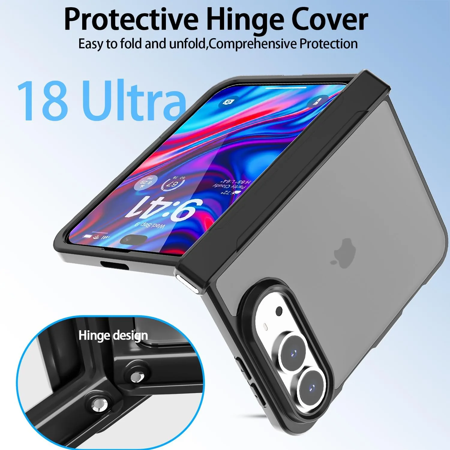 AICase for iPhone Duo Case,Fold Matte Translucent Hinge Protection