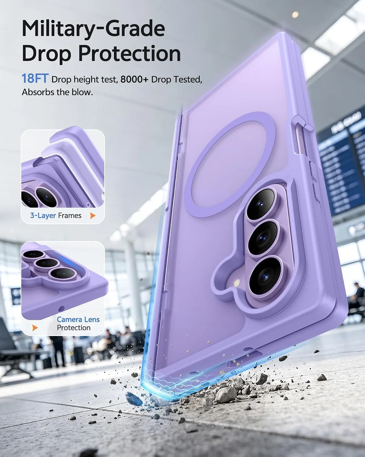 FNTCASE for Galaxy Z Fold 8 Ultra/Z Fold 7 Case Fit for MagSafe Light Purple