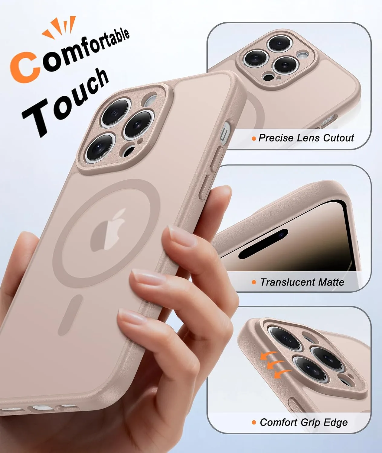 FNTCASE for iPhone 14 Pro Max Case Fit for MagSafe Desert Gold