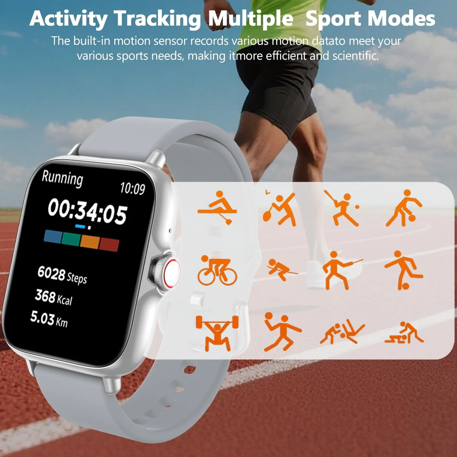 Smart Watch, 1.83" Upgraded Full Touchscreen Smartwatch for Android iPhones with Multiple Sports Fitness Tracker with Smart Watches for Women Men (Silver)