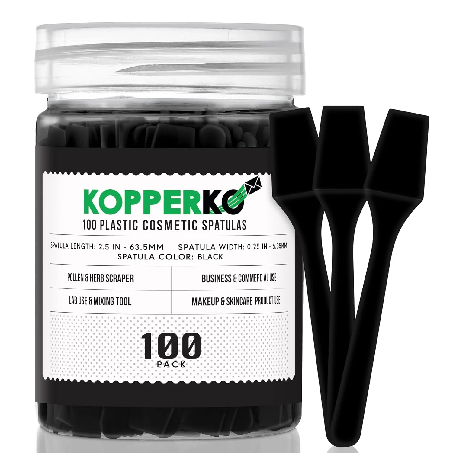 Kopperko Mini Lotion Spatula, 2.5 Inch, 100 Pack, Black