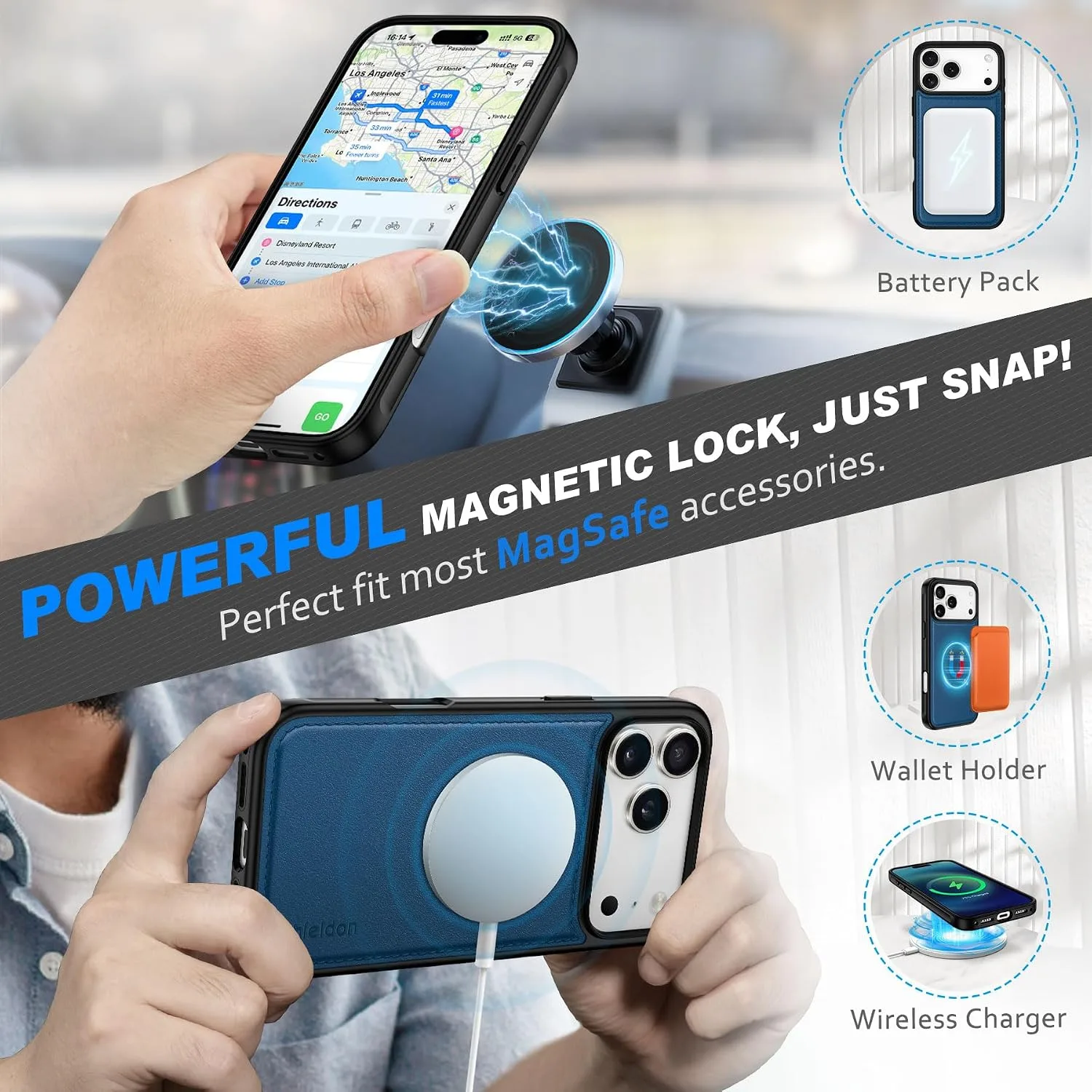SHIELDON Removable Case Wallet for iPhone 18 Pro Max/17 Pro Max, Royal Blue
