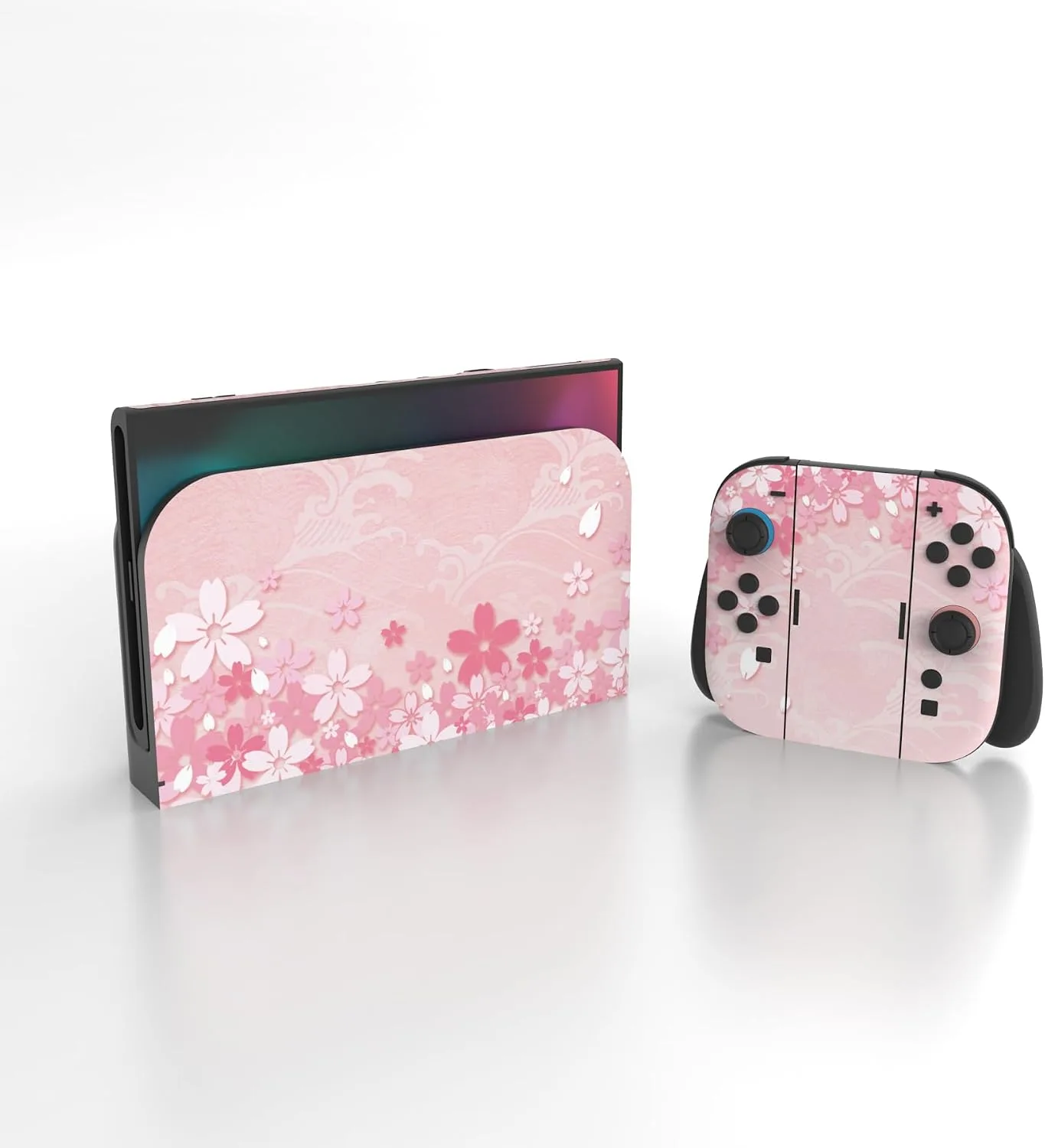 PlayVital for Nintendo Switch 2 Skin Full Set (2-Pack) - Protective Vinyl Decal Stickers for Switch 2 Console, Joycons, Handle Grips & Dock | No Residue, Anti-Scratch - Cherry Blossoms Petals