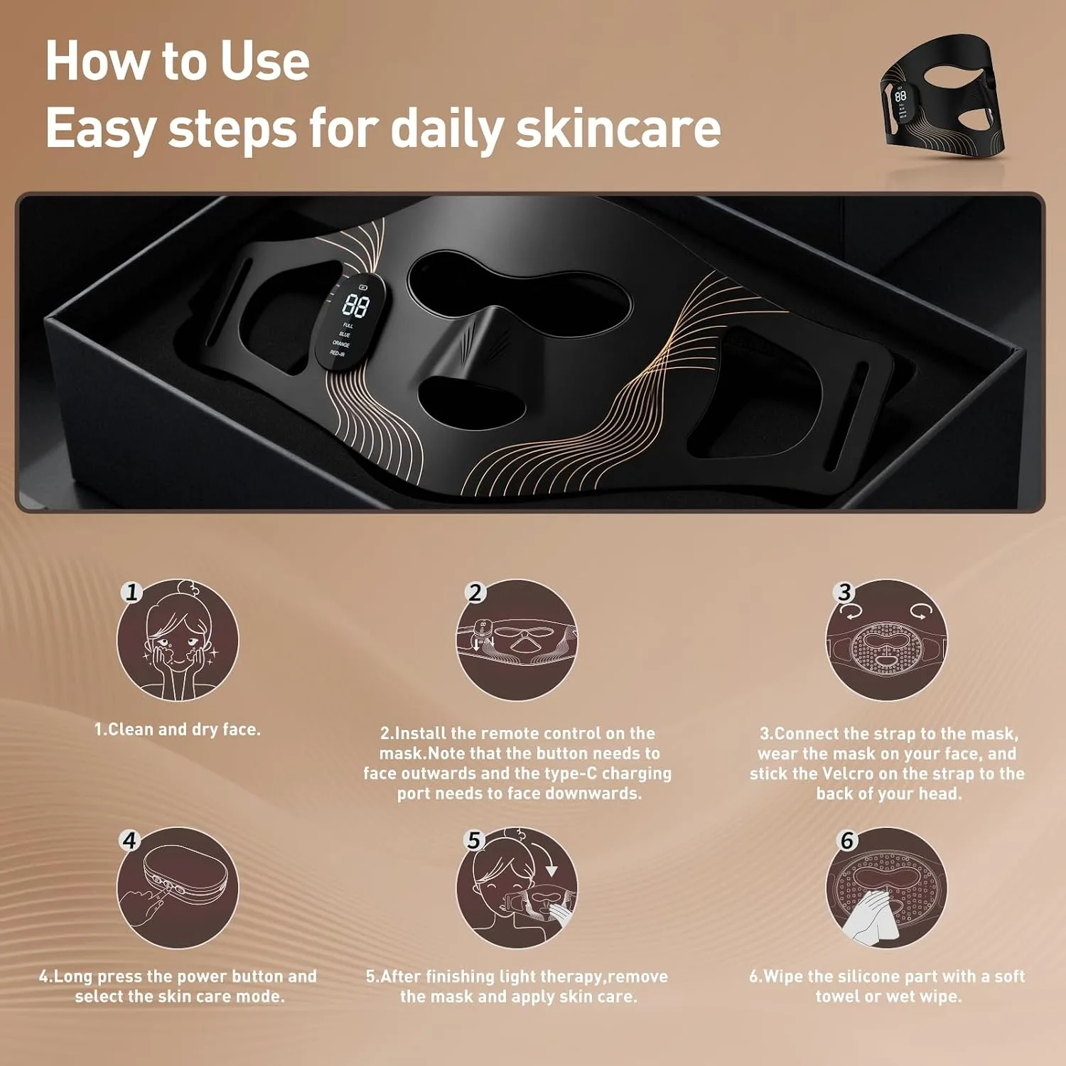 FSA, HSA Eligible Wireless Red Light Therapy Mask, 400 LEDs Light Therapy Device for Face, Red Light Therapy Mask with 850nm Near Infrared