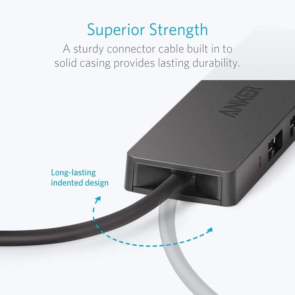 Anker USB Hub 4 Ports with 5Gbps Data Transfer, Multiple USB 3.0 Hub, USB Splitter for Laptop, Extender for A Port Laptop, PC, Desktop and More [Charging Not Supported](0.7 ft USB-A) (Pack of 2)