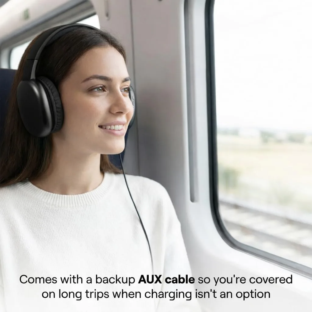 iJoy Ultra Wireless Over-Ear Bluetooth Headphones with Mic,10H Playtime, Bluetooth Headset with Backup Wire & SD Slot, Wireless Headphones for Work, School & Gym (Black)