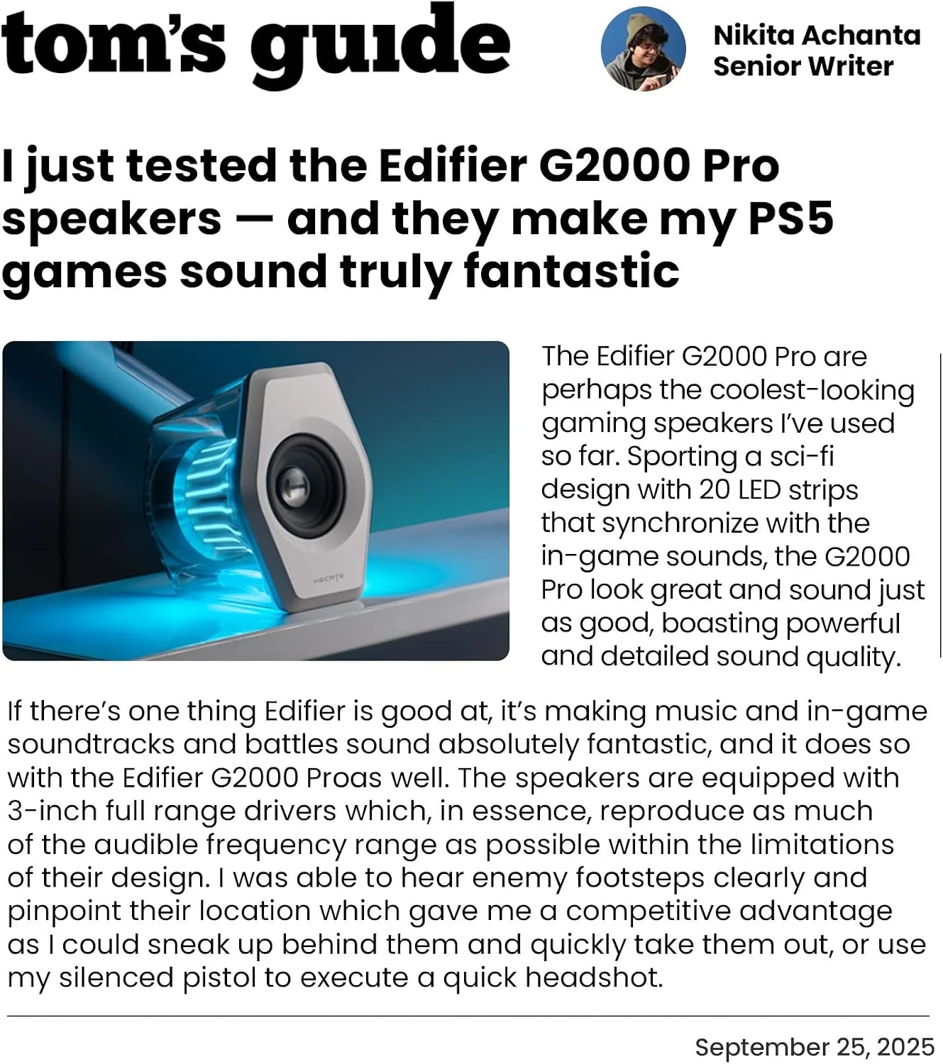 Edifier G2000 Pro 2.0 RGB Gaming Speakers with 64W Peak Power, Black
