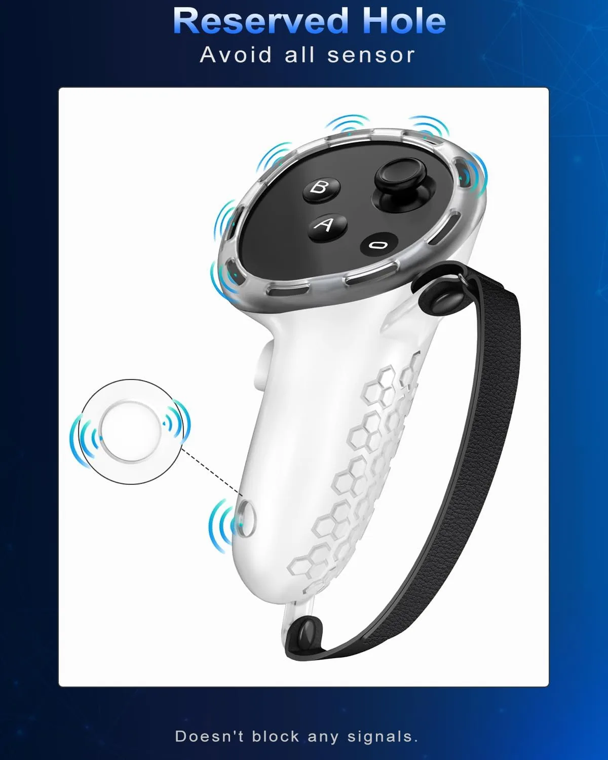 AMZDM VR Controller Grips for Meta Quest 3S Oculus Quest 3 Touch Plus Controllers Grip Covers Anti-Throw Knuckle Straps Protector with Thumbstick Covers, 1 Pair,Clear