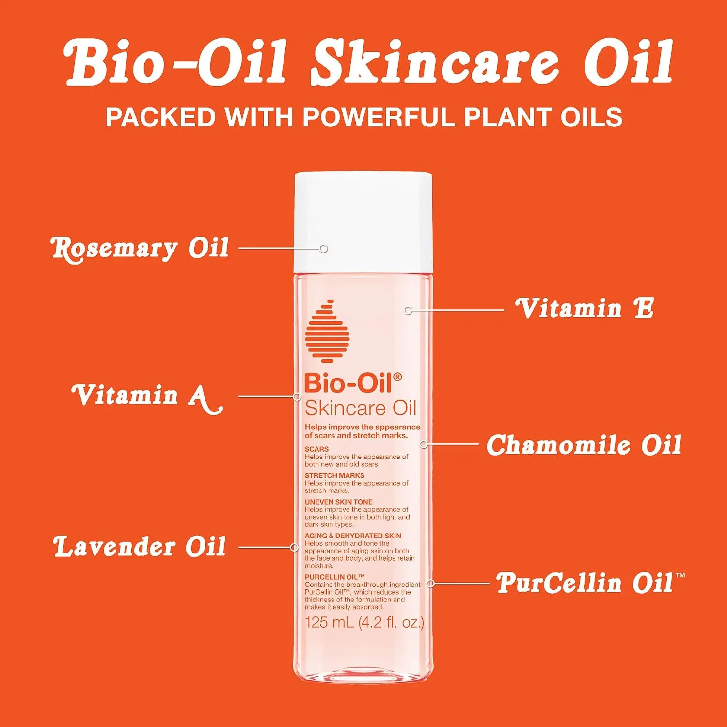Bio-Oil Skincare Body Oil Serum, Scars & Stretch Marks, 4.2 fl oz