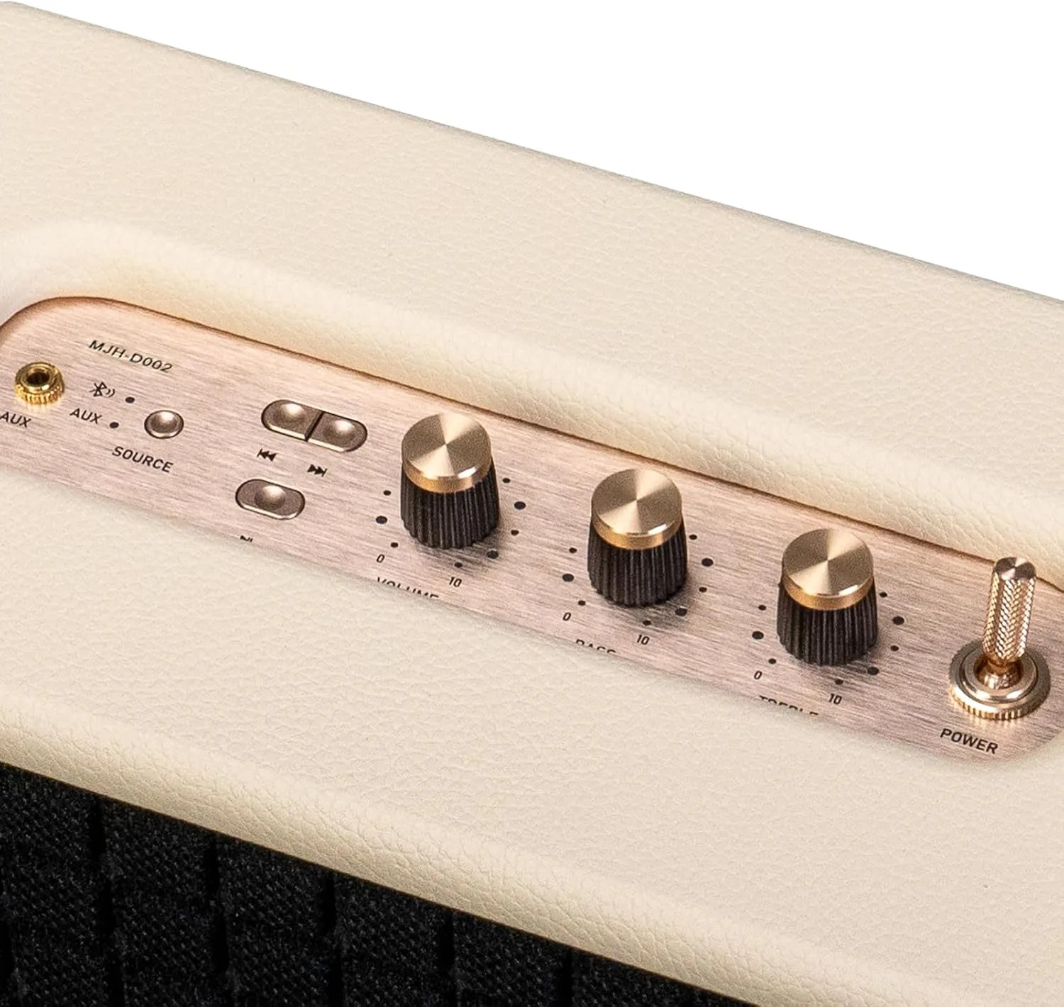 120W Peak Vintage Wood Bluetooth 5.4 Speaker, TWS Stereo Loud Stereo Sound with Bass and Treble Controls | Plug-in Powered | 3.5mm Aux Input(White)