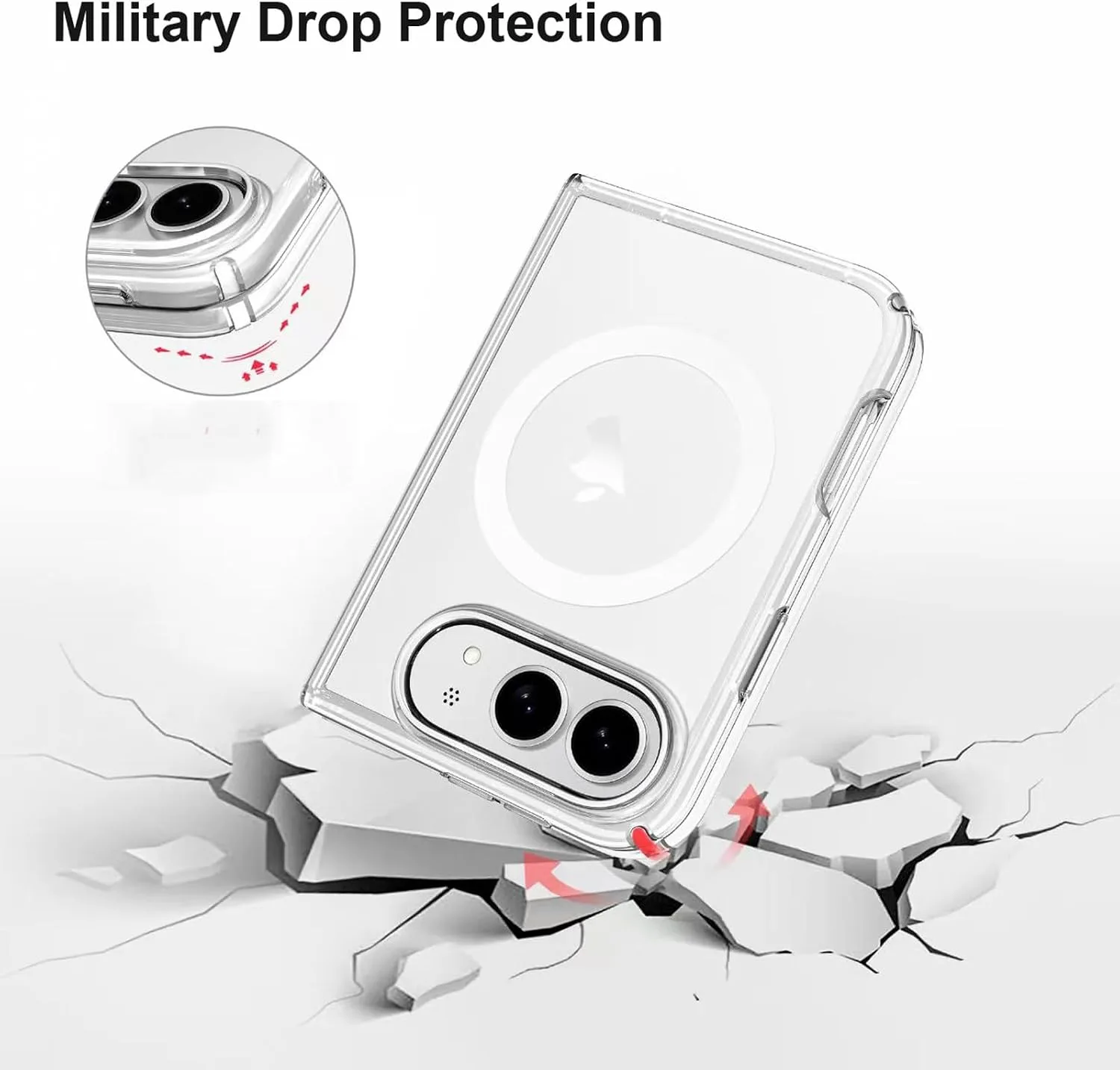 for iPhone Duo Case Compatible with MagSafe, Bulit-in Screen Protector & Spring Hinge Protection, Anti-Yellowing Ultra Strong Magnetic Slim Thin Phone Cover for iPhone Duo (Clear)