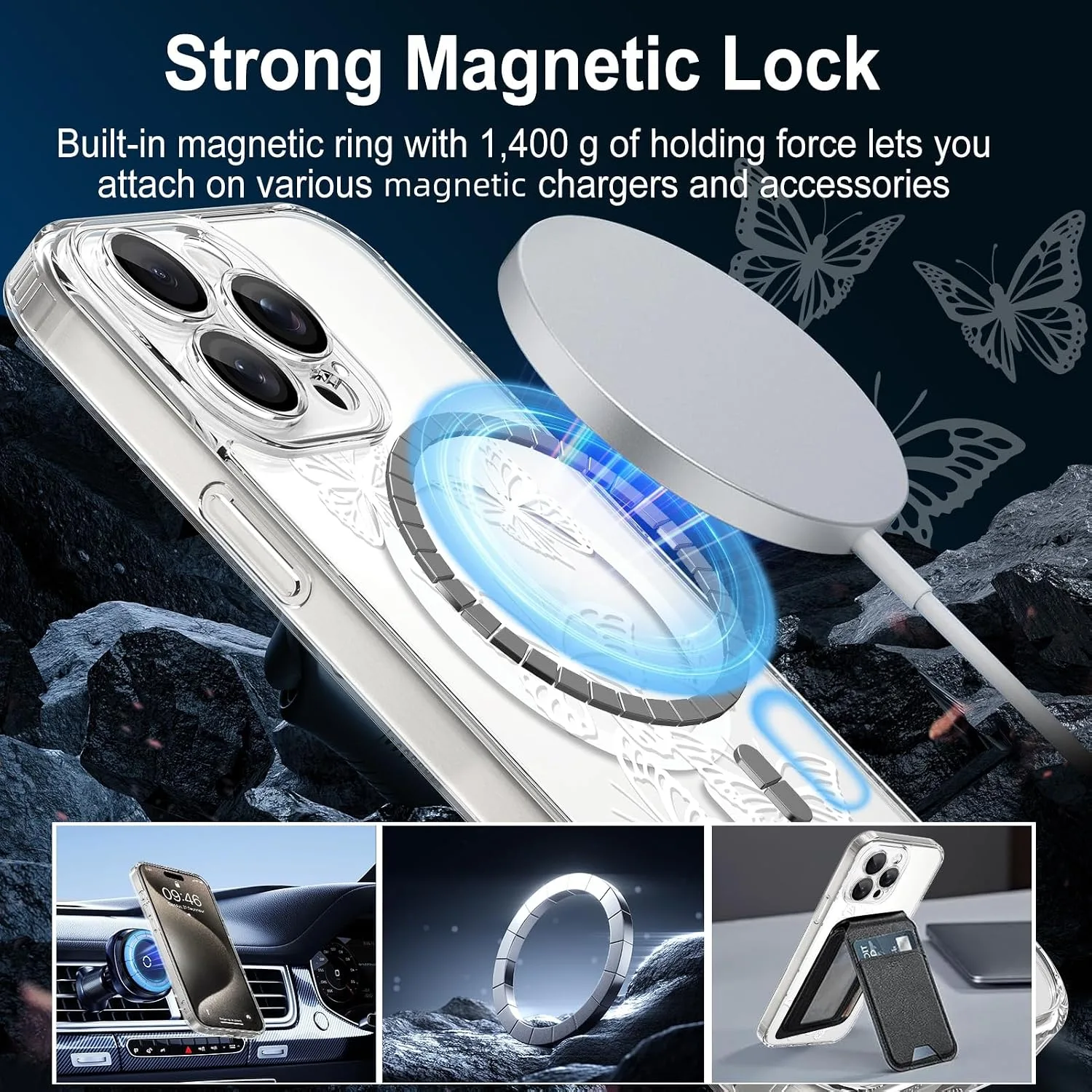tharlet Magnetic for iPhone 16 Case, Compatible with MagSafe Butterfly