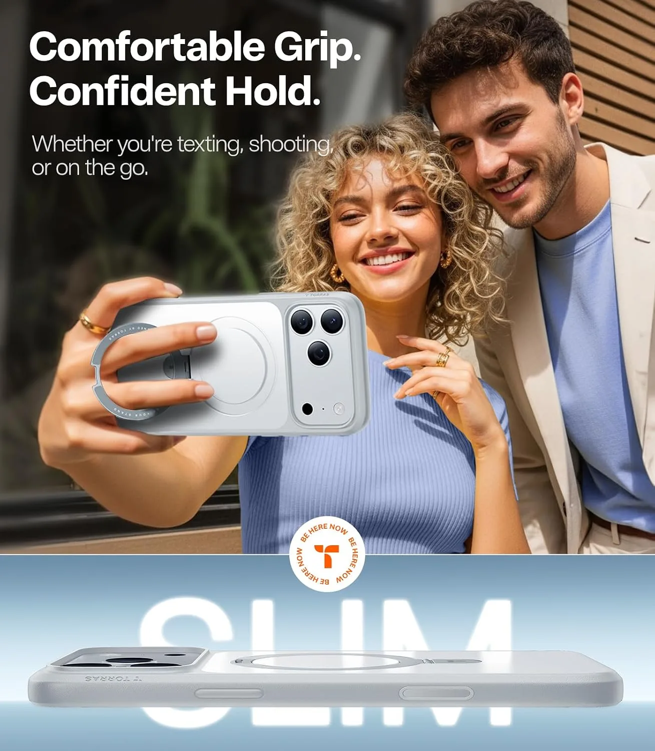 TORRAS Ostand Magnetic for iPhone 17 Pro Max Case with Stand, Gray Silver