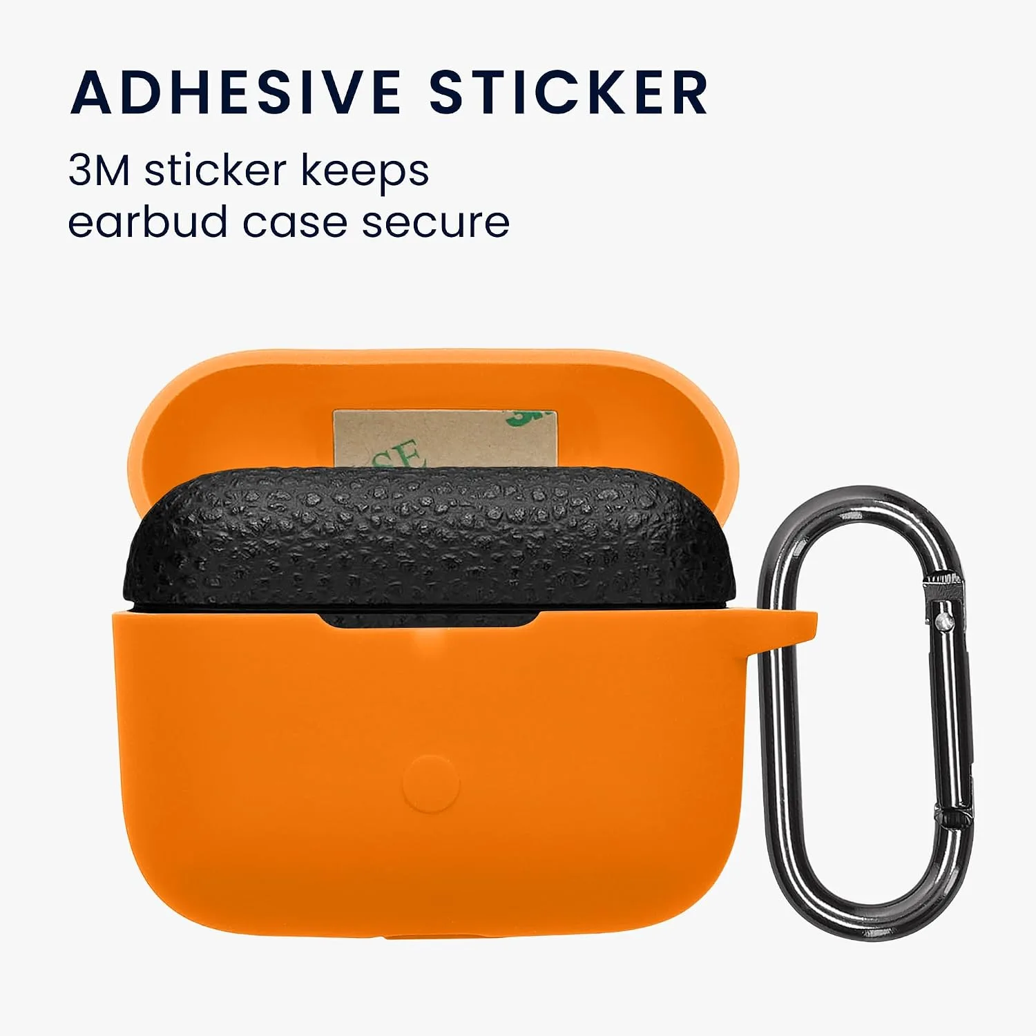 kwmobile Cover for Marshall Motif II ANC Case - Silicone Cover for Earbuds Charging Case - Protective Headphone Holder with Carabiner Clip - Orange