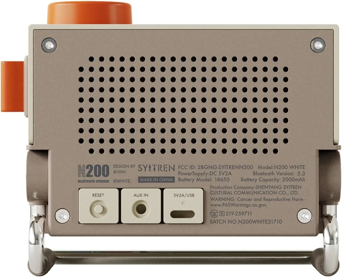 syitren N200 Retro Bluetooth Speaker,Portable Wireless,Desktop Decor,White