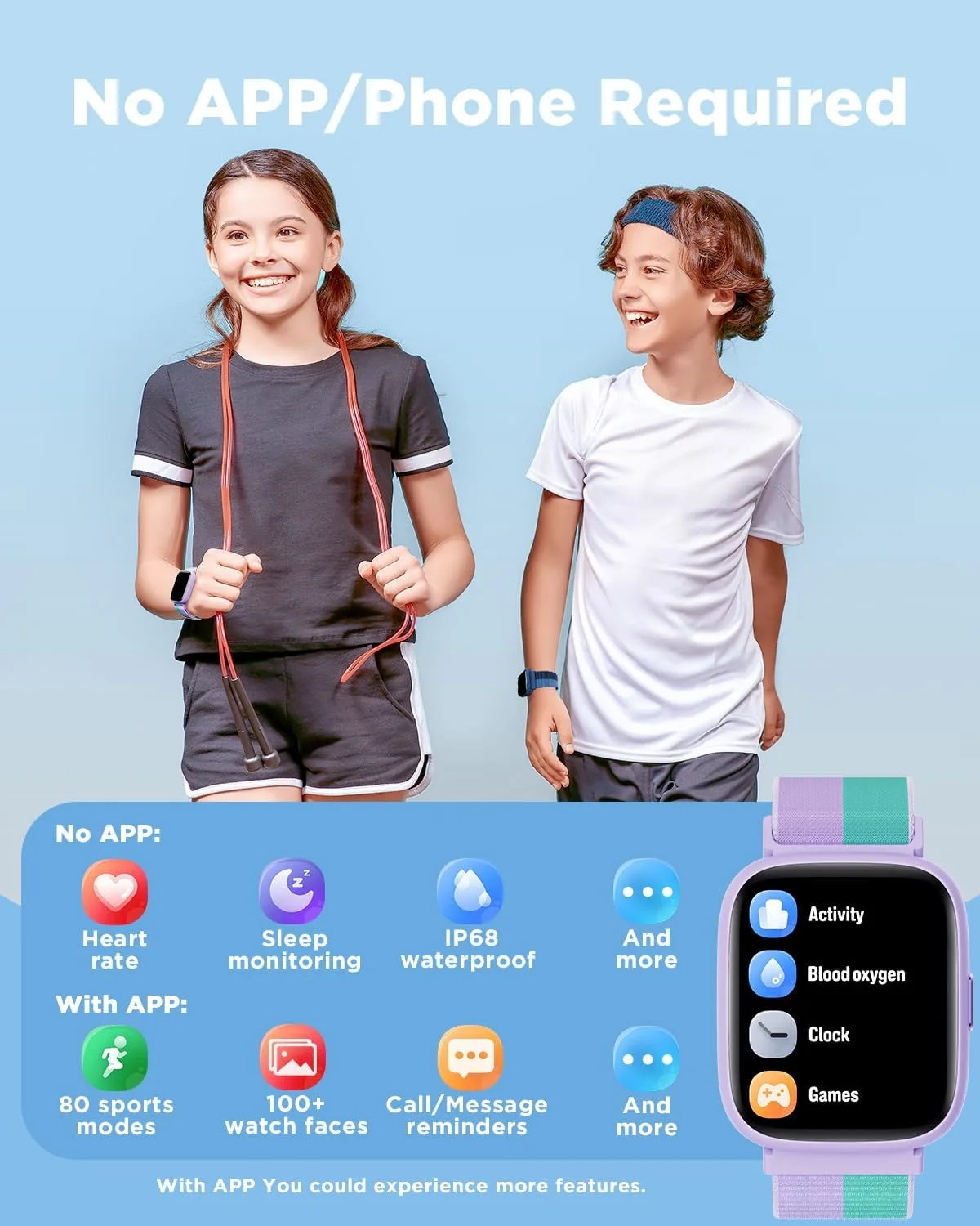 BIGGERFIVE Smart Watch for Kids, 1.8" Fitness Tracker Watch with Pedometer