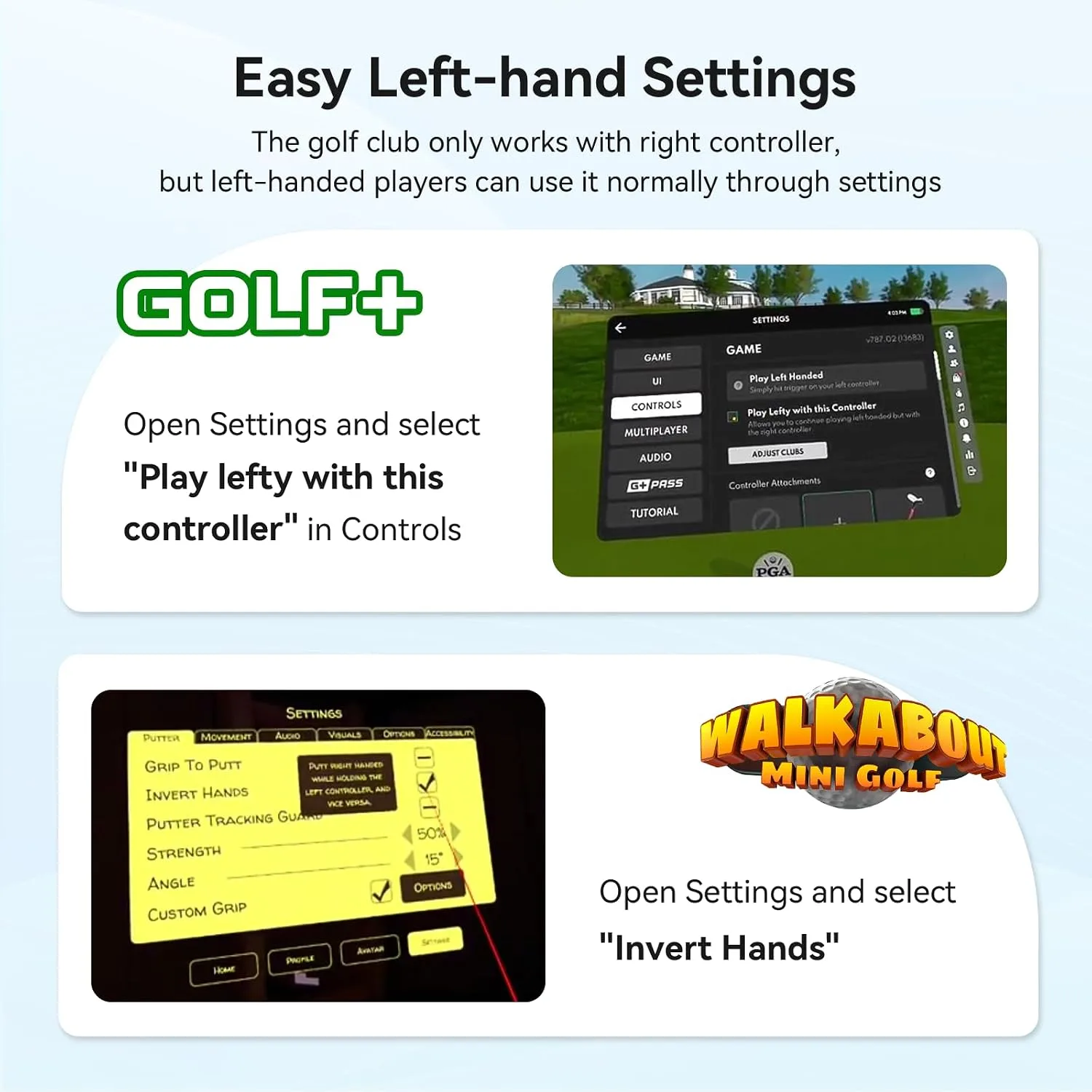 AMVR VR Golf Club Attachment Compatible with Meta/Oculus Quest 3S/Quest 3