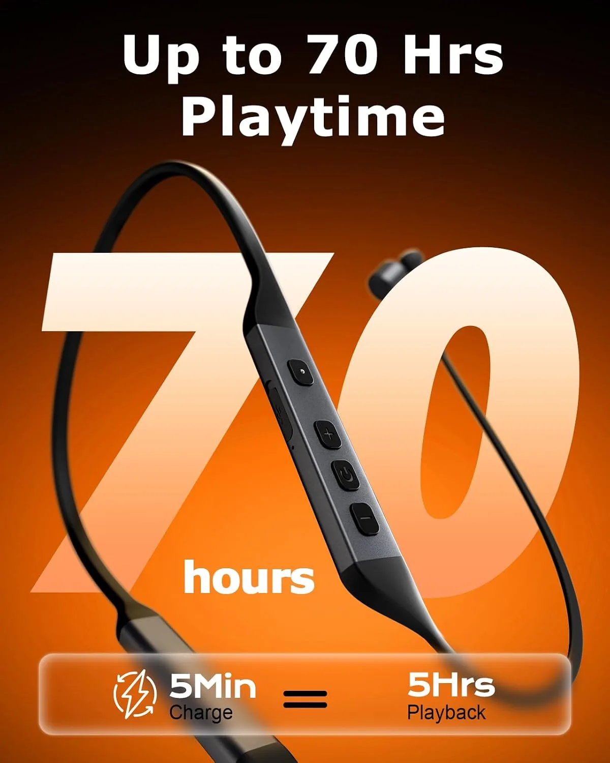 Neckband Bluetooth Headphones with Qualcomm® aptX-HD, 70H Wireless Earbuds