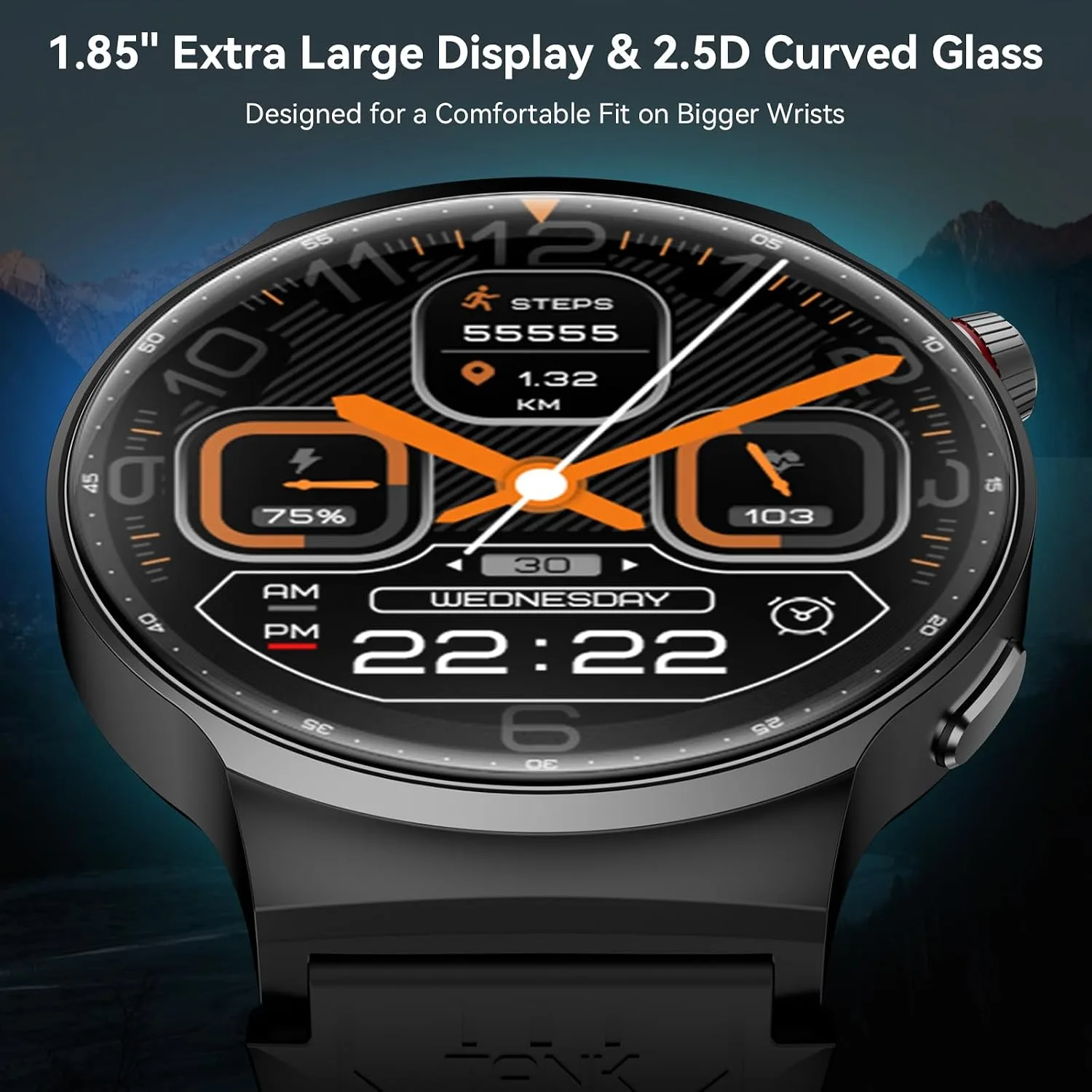 AMAZTIM Smart Watch for Men, 1.85" Large Display, 35-Day Daily Use Battery