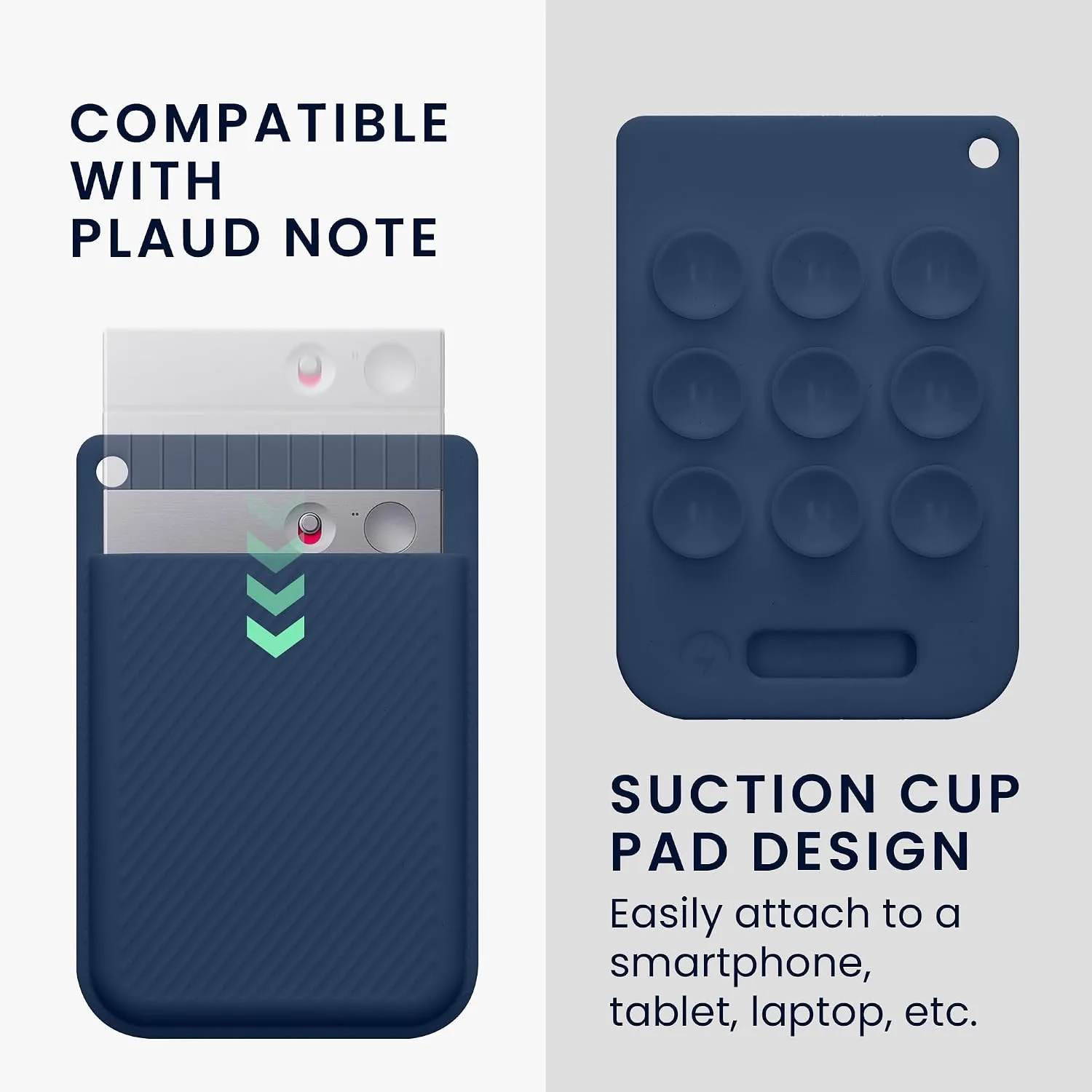 kwmobile AI Voice Recorder Cover Compatible with PLAUD Note AI Voice Recoder - Suction Cup Mount - Dark Blue