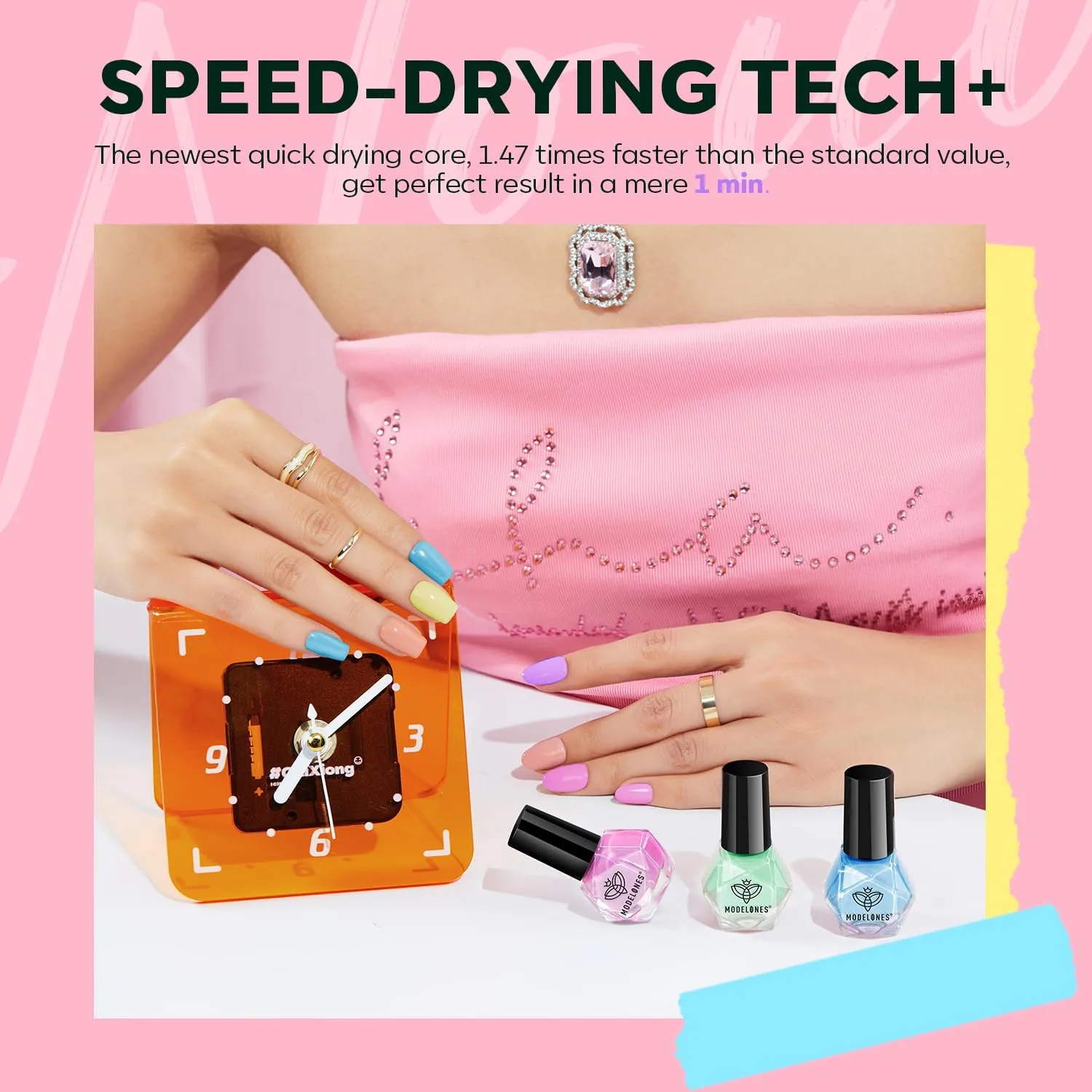 modelones Pastel Nail Polish, 6 Colors Macaron Pink Quick Dry Set