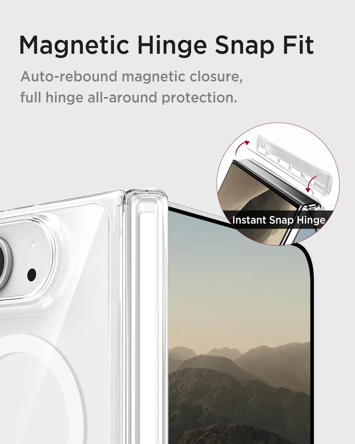 Miimall Magnetic for iPhone Duo Slim Case with Hinge Protection, Compatible with Magsafe, [Back Only][Anti-Yellowing] Ultra Thin Hard Transparent Bumper for i iPhone Duo 5G Cover Crystal Clear
