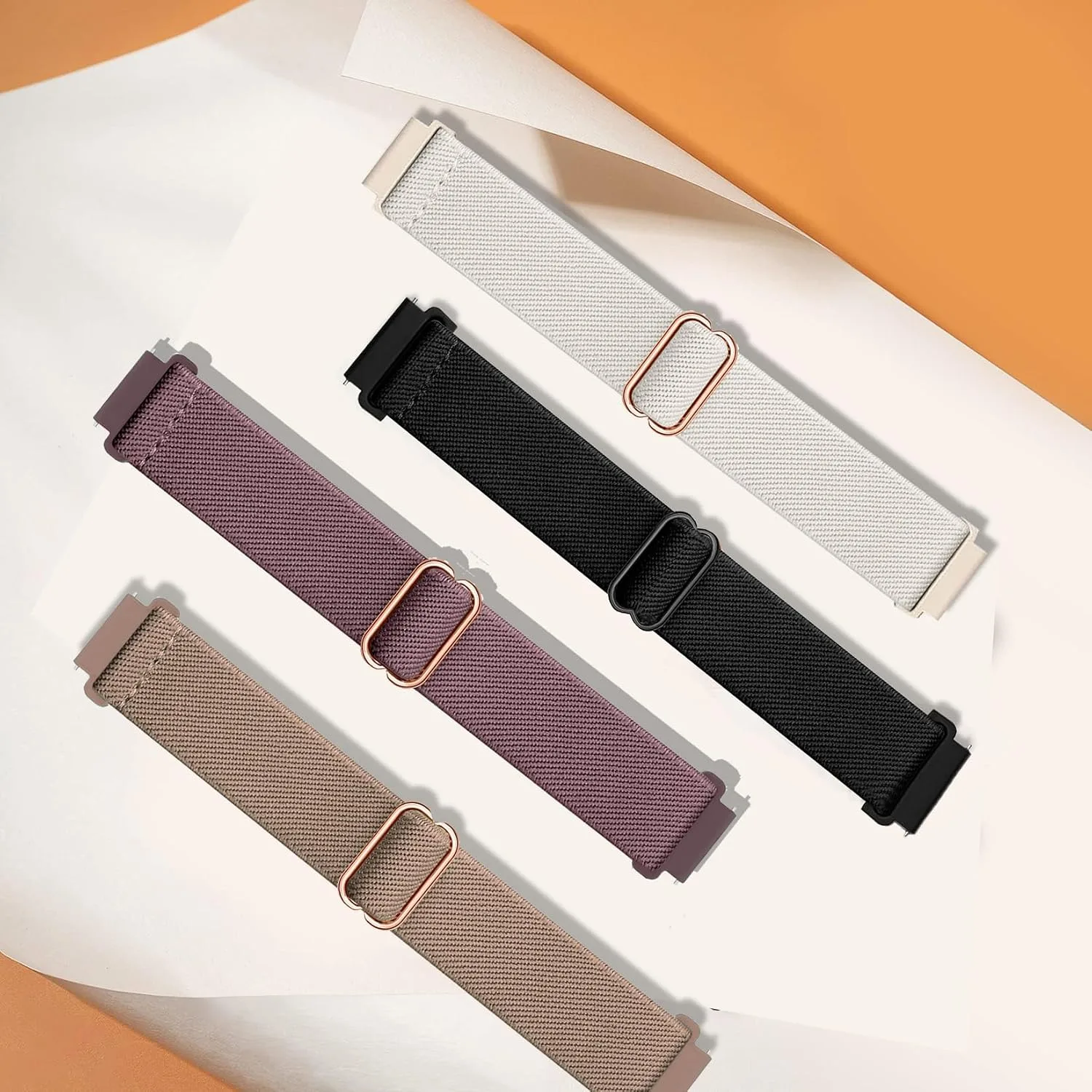 4 Pack Stretchy Watch Bands Compatible with Woneligo/Fitpolo Smart Watch IDW13, 22mm Loop Nylon Elastic Fabric Strap for FITVII H56/ENOMIR ID208BT/TOOBUR IDW16/MILOUZ IDW19 Watch Women Men