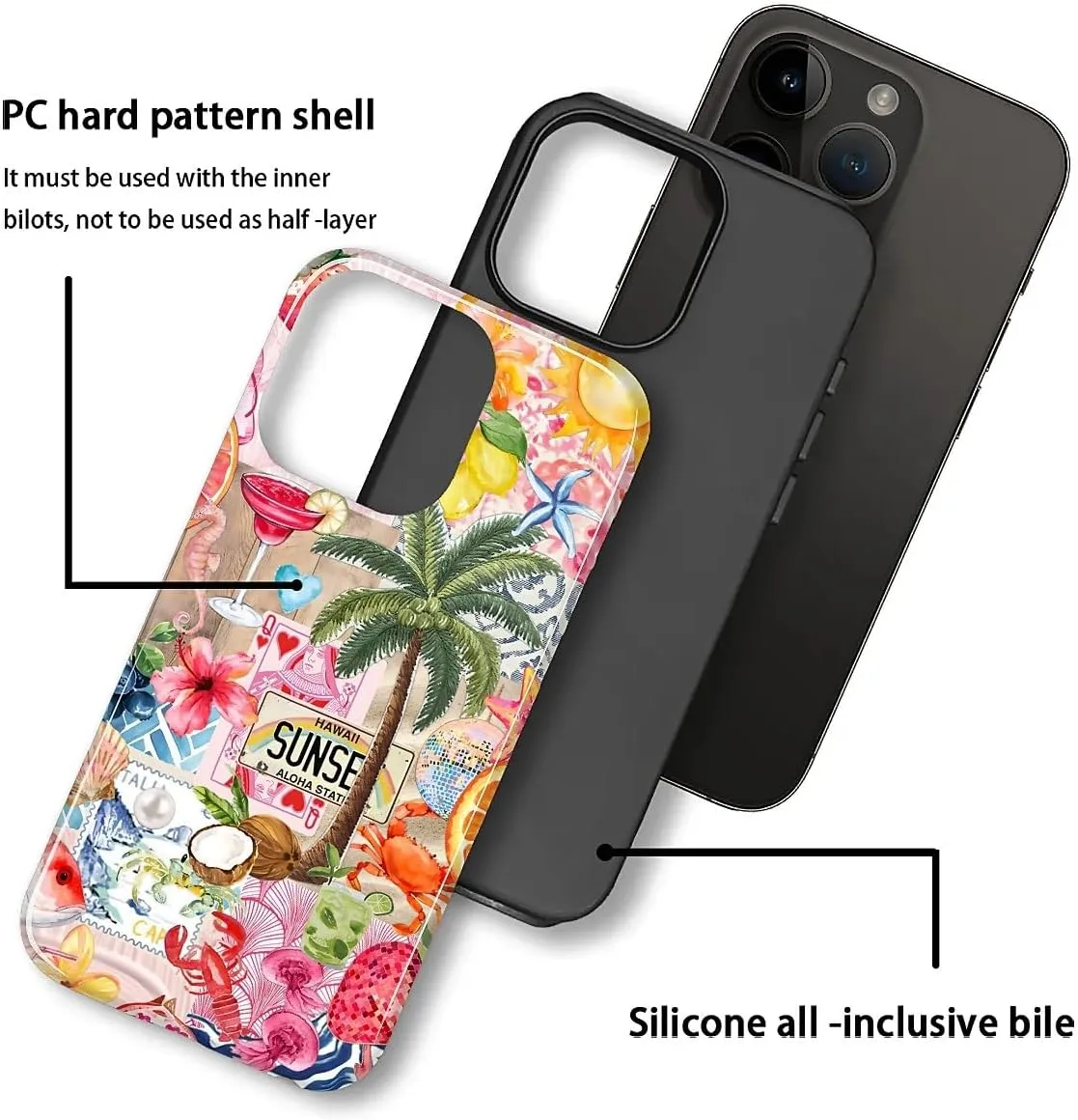 DAIZAG Case for iPhone 12/12 Pro,Mixed 2 Layer Design Shockproof Soft TPU Ddouble Protection Phone Case for iPhone 12/12 Pro-Aesthetic Summer Beach
