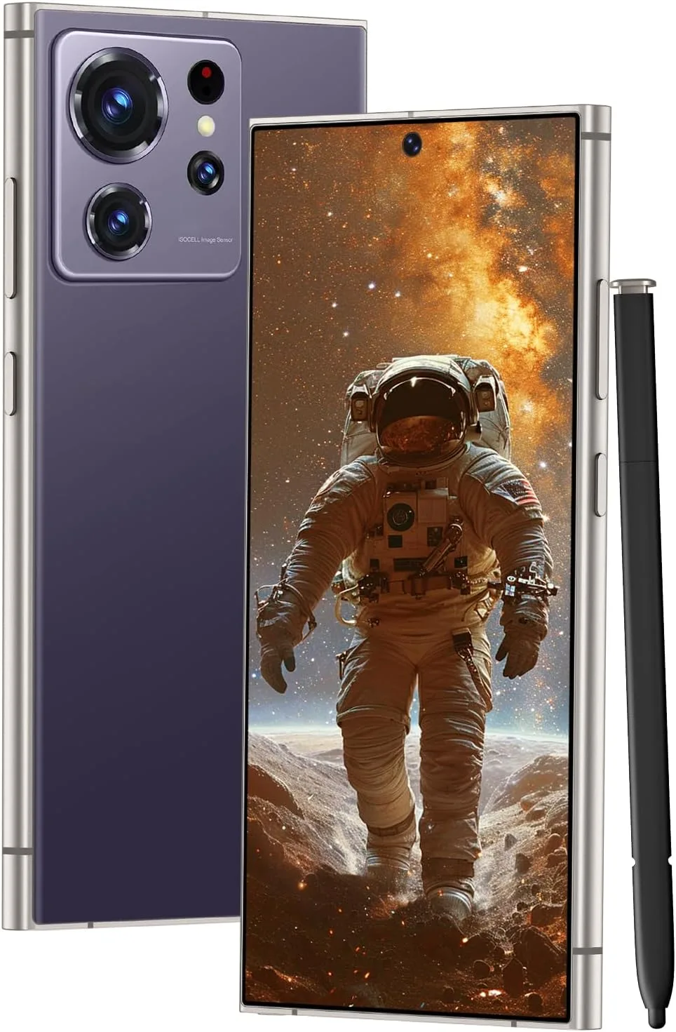 C24 Ultra Unlocked Cell Phones Smartphone with Built-in Pen 8+256GB Android 13 Phones 6.8" HD Screen Dual SIM 108MP+48MP Camera (Violet)