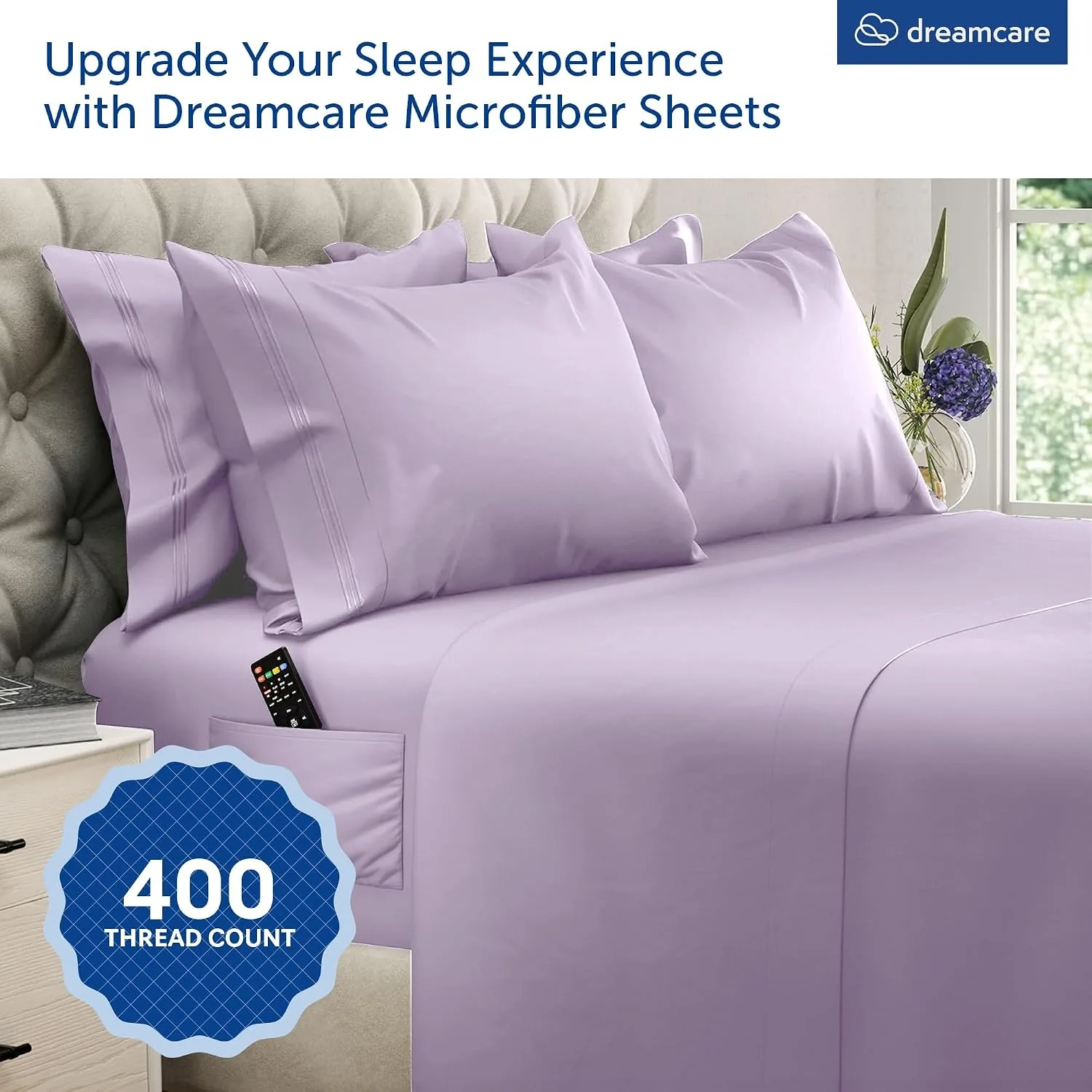 DREAMCARE King Size Sheets Set - 6 pcs Breathable Cooling Sheets King Size