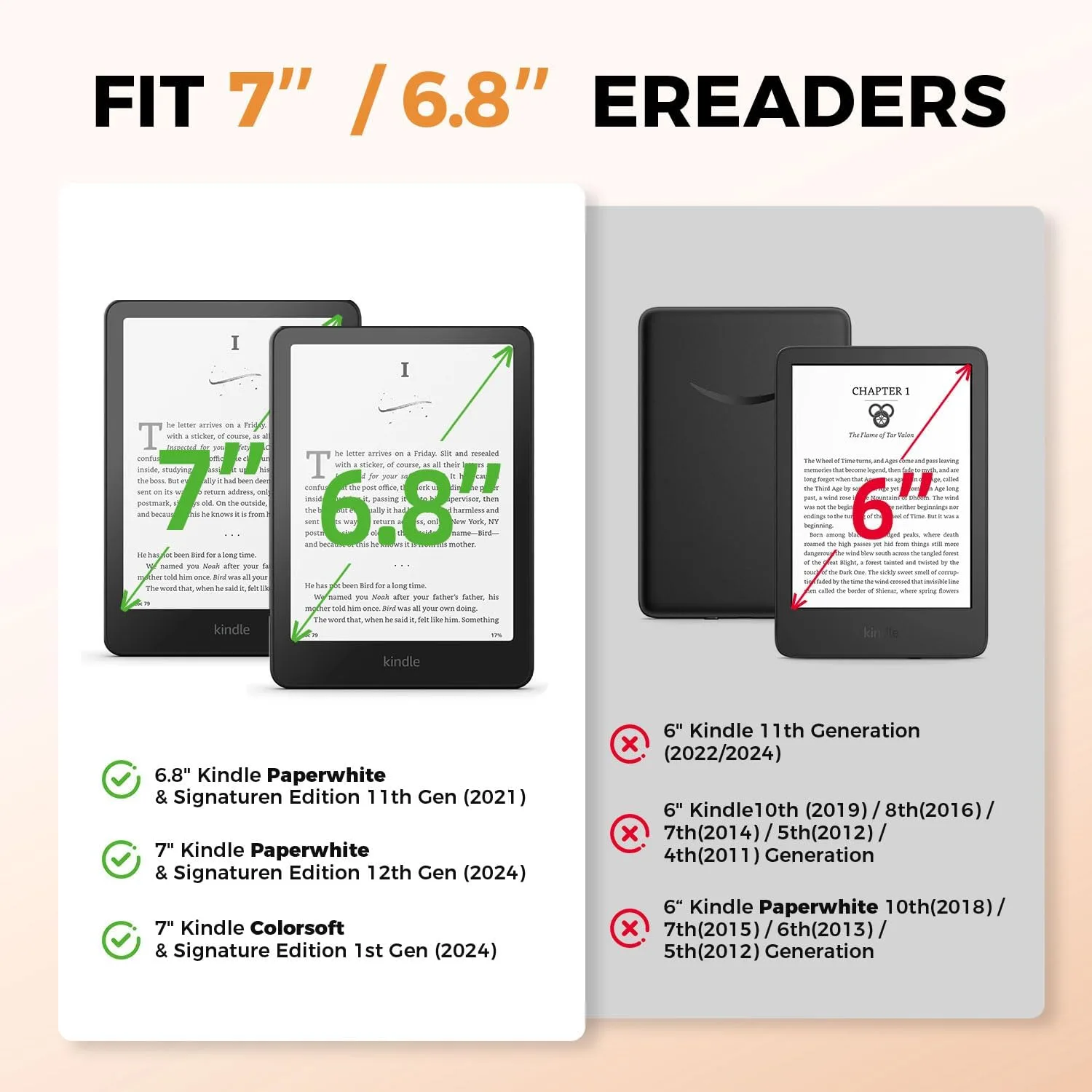 EJU 7"/6.8" Camel Embossed Case for Kindle Paperwhite 11th/12th Gen