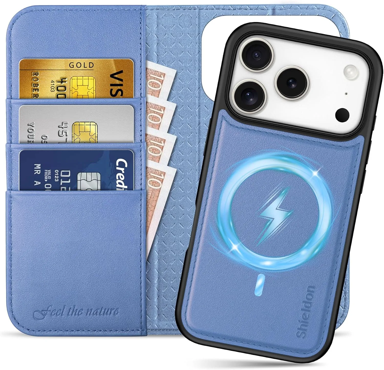 SHIELDON 2 in 1 Real Leather Case for iPhone 18 Pro/17 Pro, Wisteria Purple