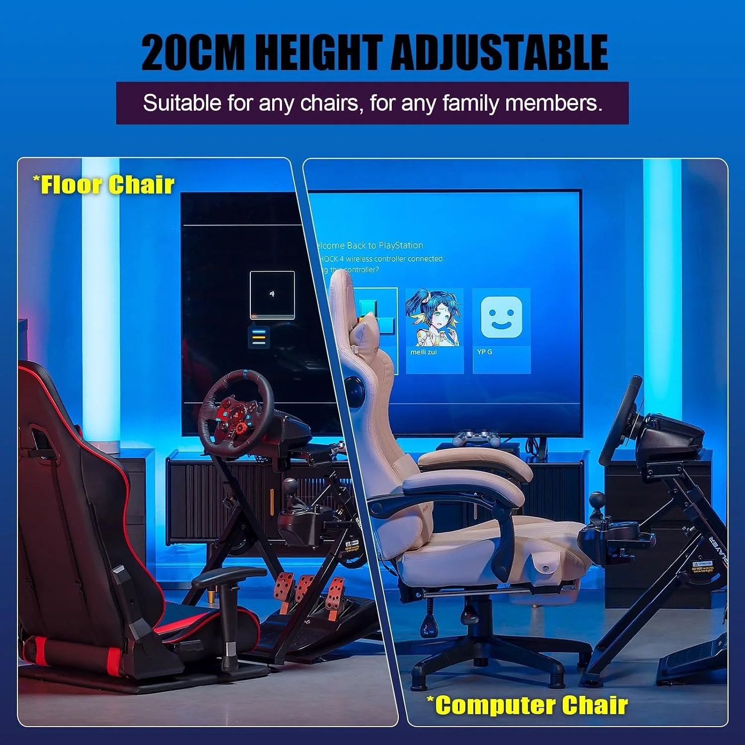 GTPLAYER Sim Racing Wheel Stand Simulator Cockpit Wheel Stand Racing Steering Shifter Mount fit for Logitech G25 G27 G29 G920 G923 Thrustmaster T330TS Gaming Stand Wheel Pedals NOT Included, Black