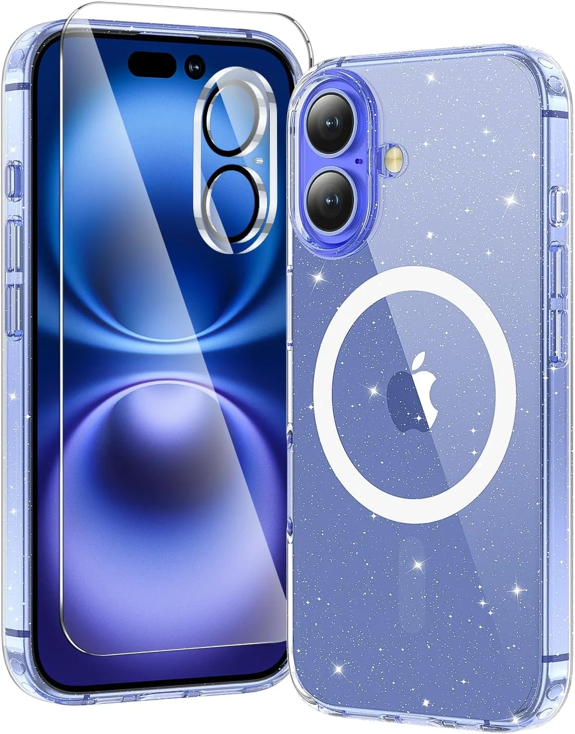 toushion 3 in 1 for iPhone 16 Plus Case Clear Glitter