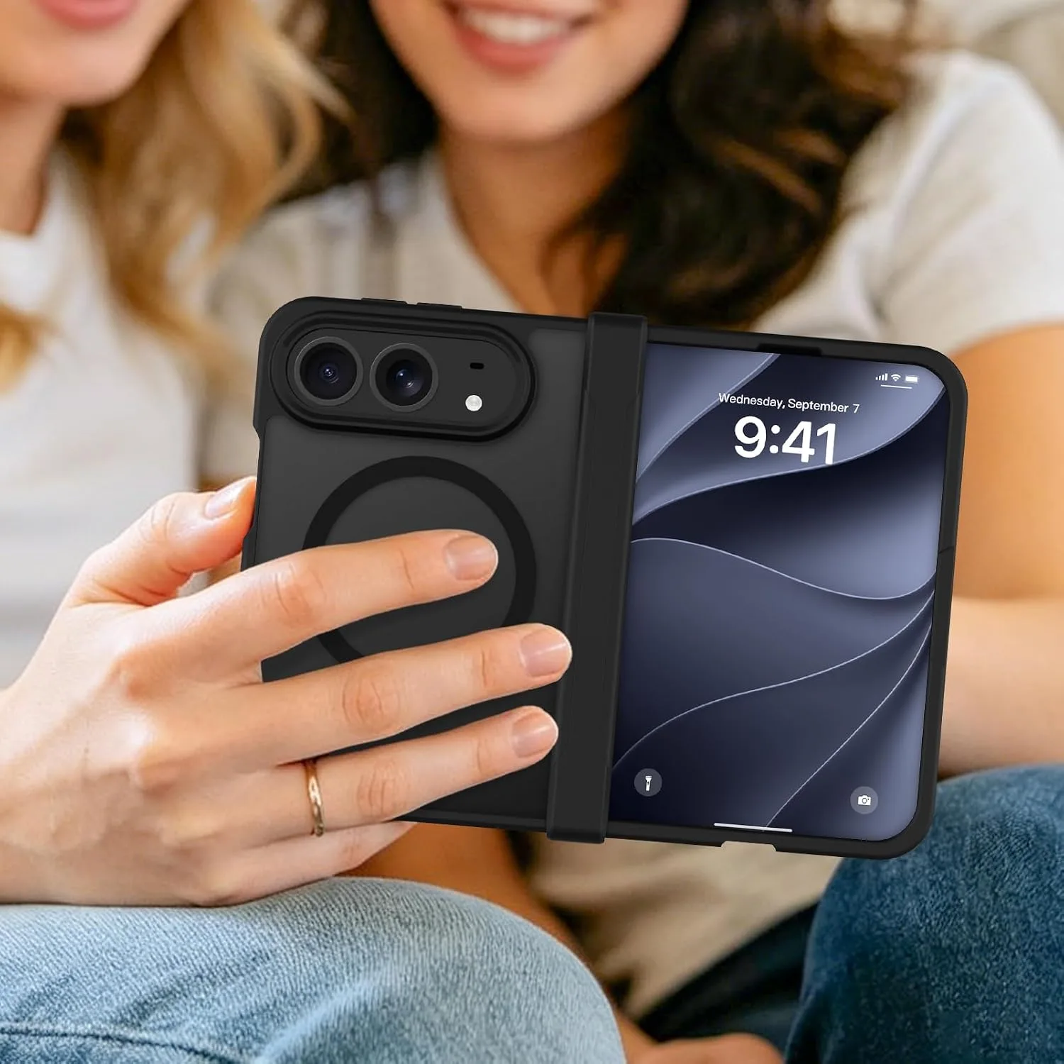 tharlet Magnetic Case Fit for iPhone Duo, Anti Yellowing, Black