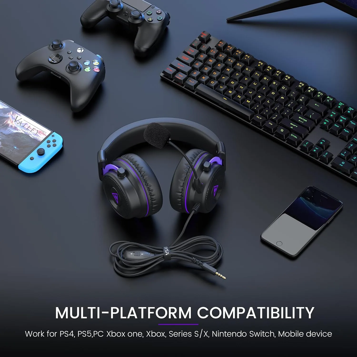 EKSA E900 Gaming Headset with Mic for Xbox PC PS4 PS5
