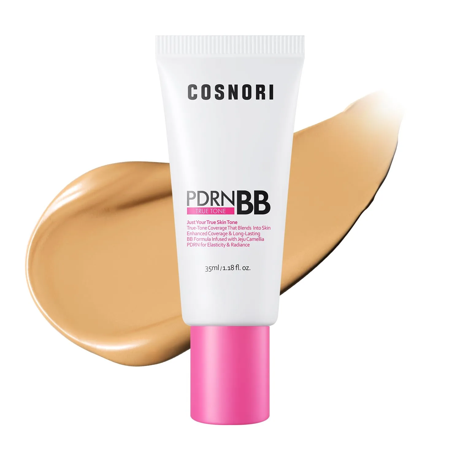 COSNORI PDRN True Tone BB Cream 25 True Sand - Warm Beige with Golden Undertones, No Gray Cast, Soothing Formula with Camellia PDRN, Long Lasting Natural Coverage, Korean BB Cream, 1.18 Fl Oz