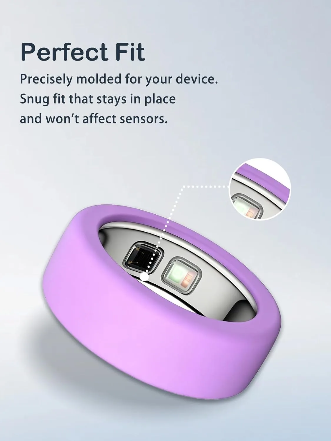 Silicone Case for Oura Ring 5, 2-Pack, M (10-13), Pink+ Purple