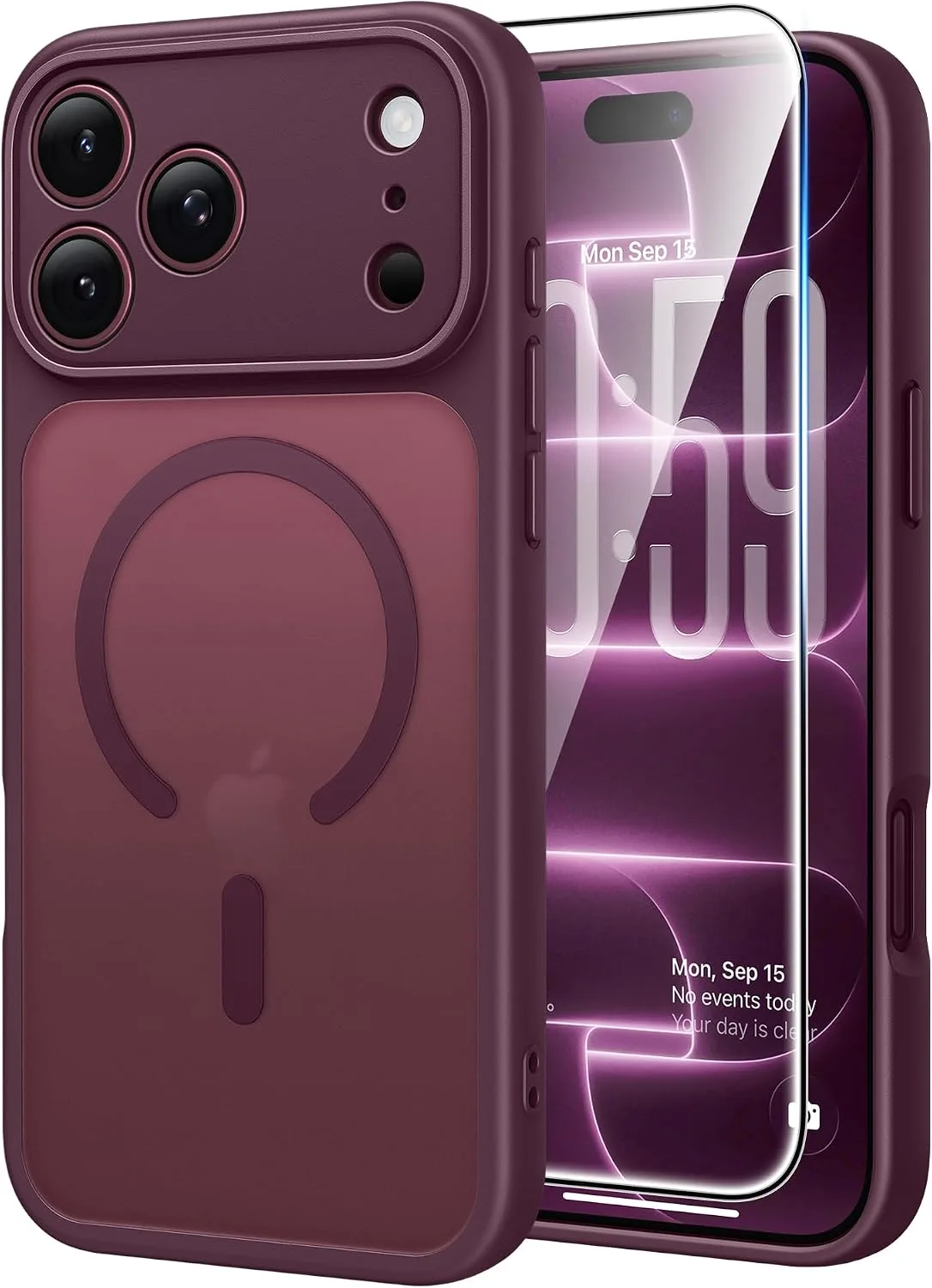 FNTCASE for iPhone 18 Pro Max / 17 Pro Max Case Fit for MagSafe Burgundy