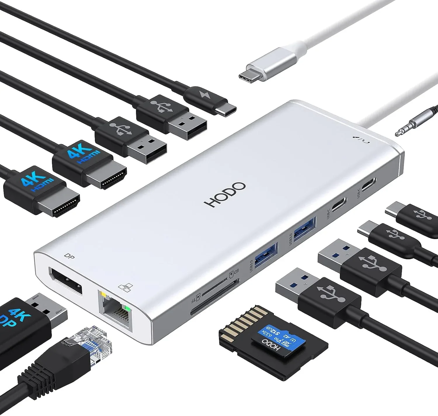 Docking Station USB-C HODO 14 en 1 para dual monitor