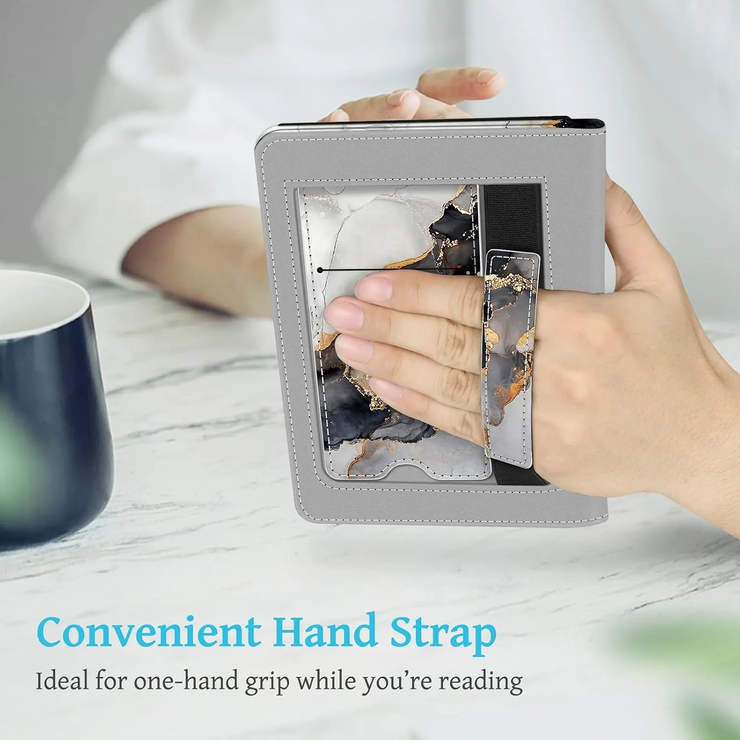 Fintie Stand Case for 6" Kindle 11th Generation 2024/2022, Cloudy Marble