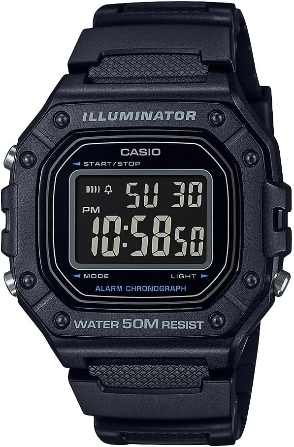 Casio W218H Series | Men’s Digital Watch | 50M WR | 1/100 Second Stopwatch | 100 SEC Chronograph | LED Backlight | Countdown Timer | Daily Alarm | Hourly Time Signal | 7 Year Battery