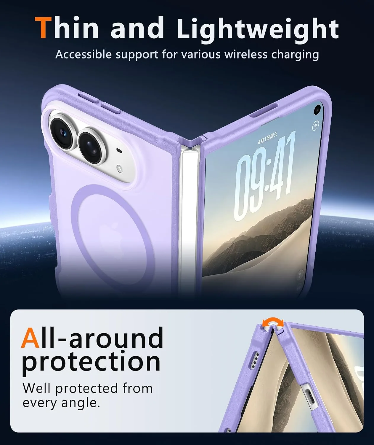 FNTCASE for iPhone Duo Case, Fit for Magsafe, Light Purple