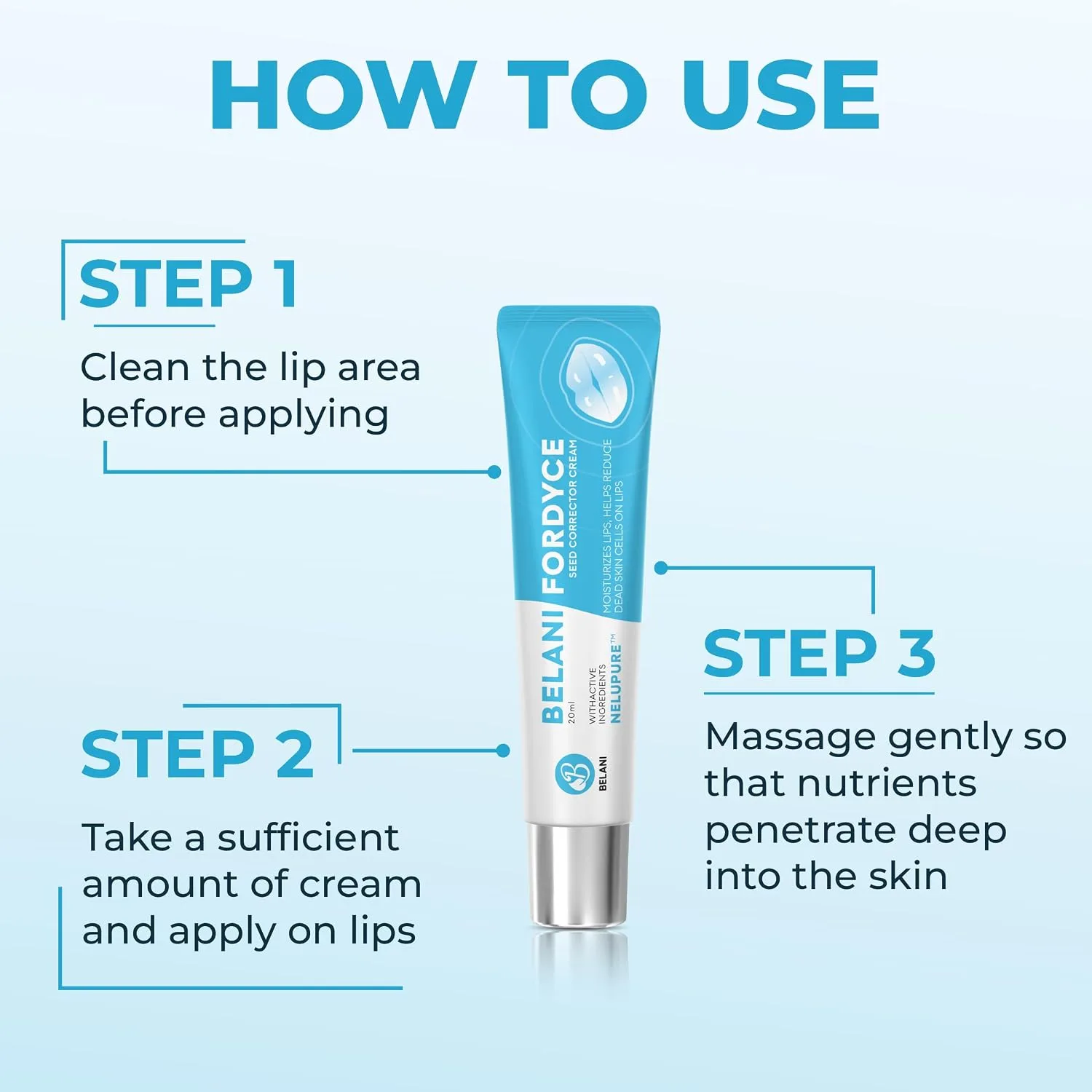 Belani Fordyce Cream - Helps Reduce Fordyce Spots, Daily Hydrating Lip Care for Dry, Chapped & Dark Sensitive Lips with Sunflower Oil, Lotus Extract & Shea Butter (0.7 Oz)