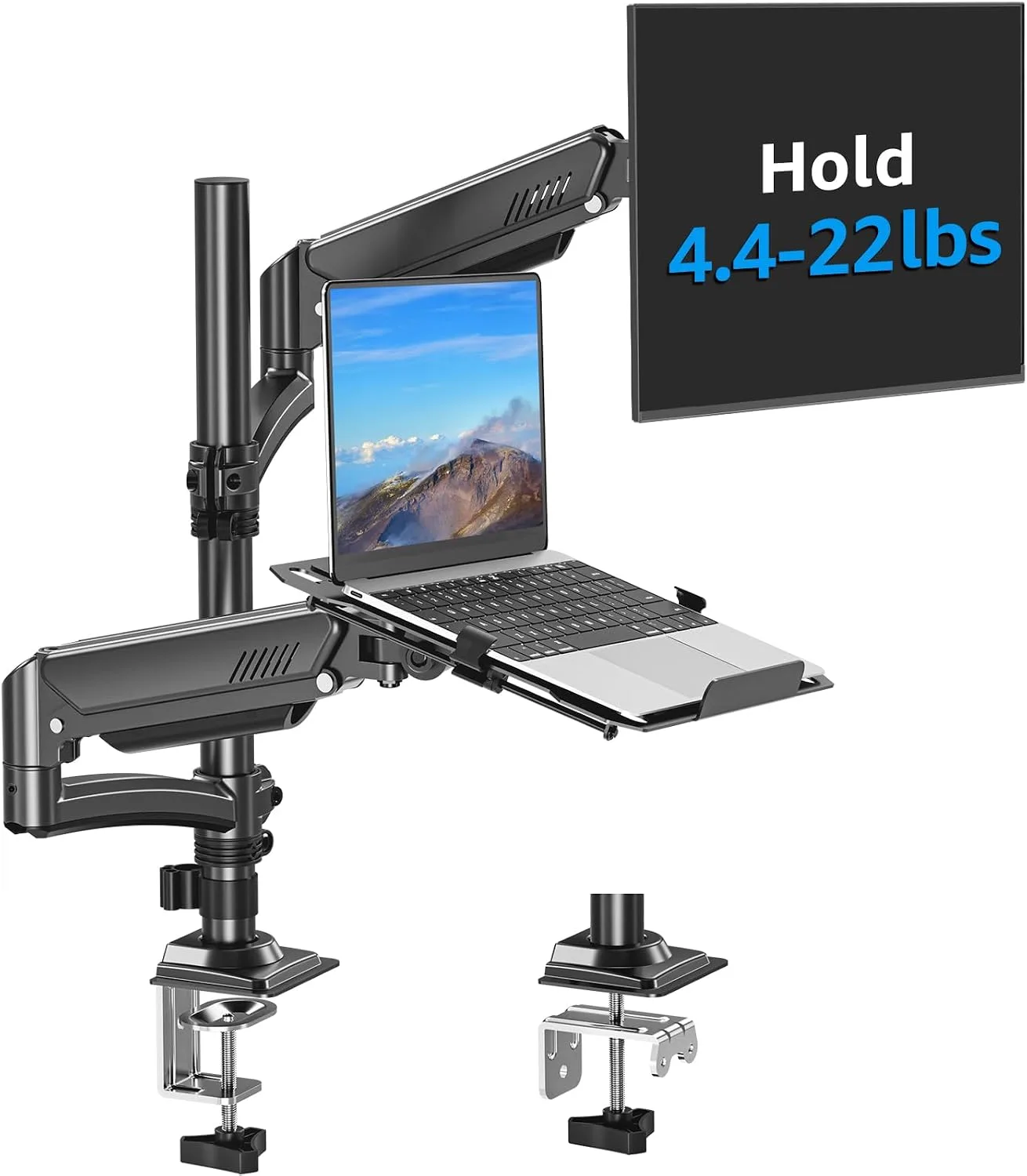 Base para monitor y laptop Mountup 2 en 1 brazo ajustable 4.4-22 lbs