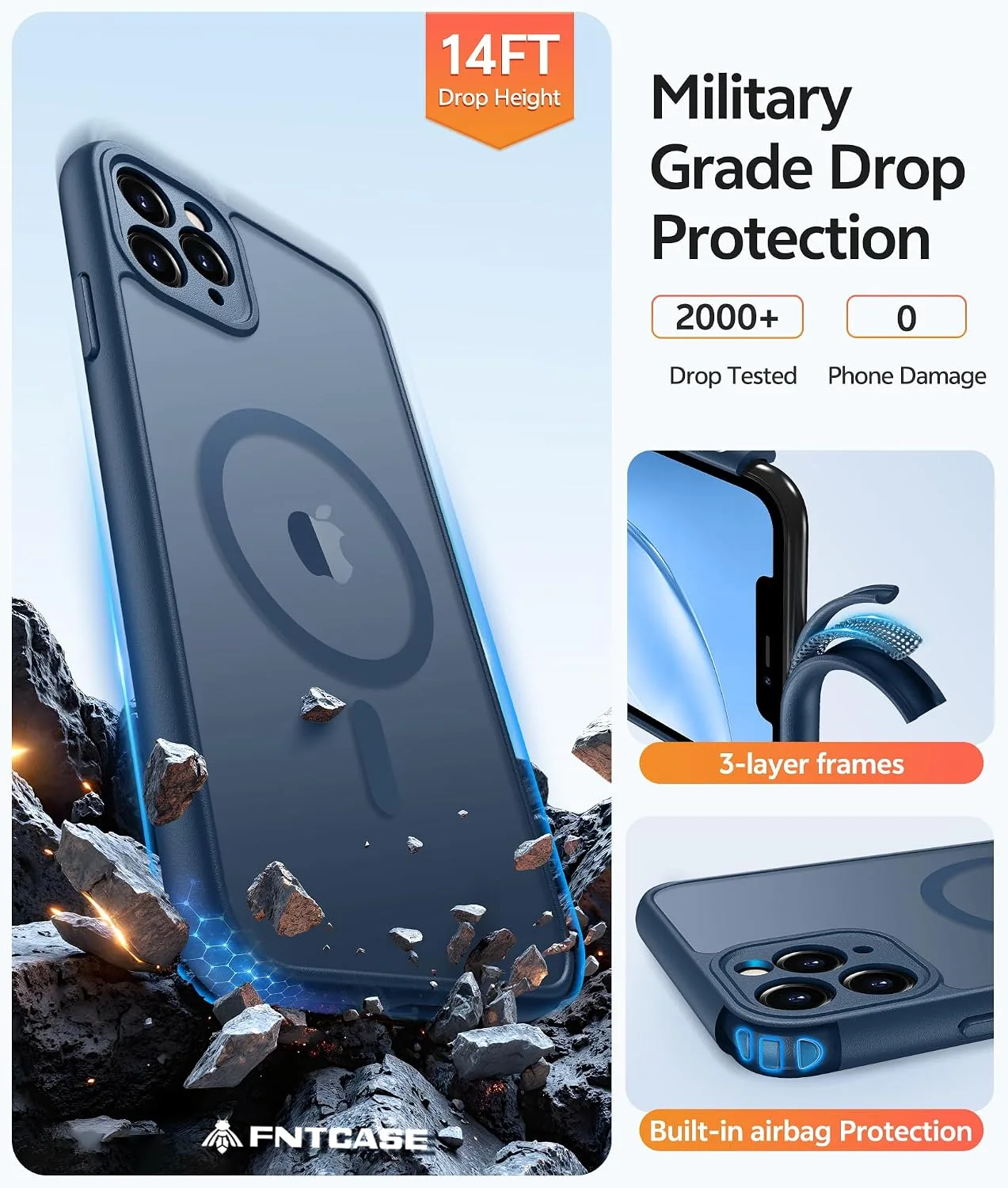FNTCASE for iPhone 11 Pro Max Case, Fit for Magsafe, Blue