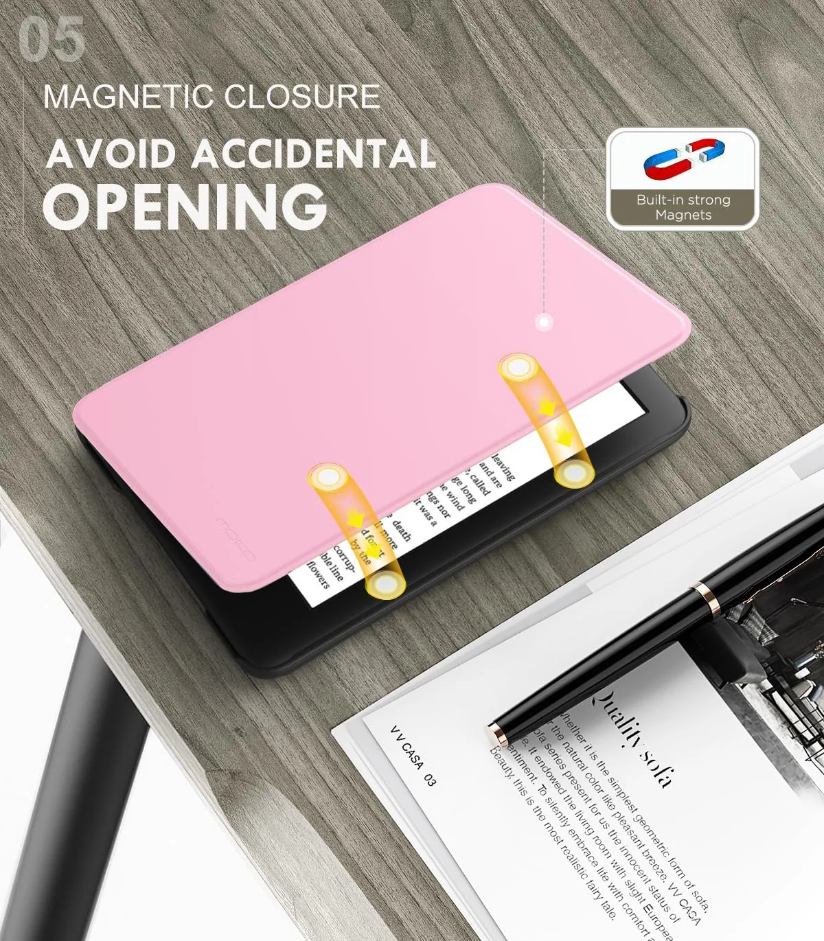 MoKo Case for 6" Amazon Kindle Basic 11th Gen 2024/2022, Nosegay Pink