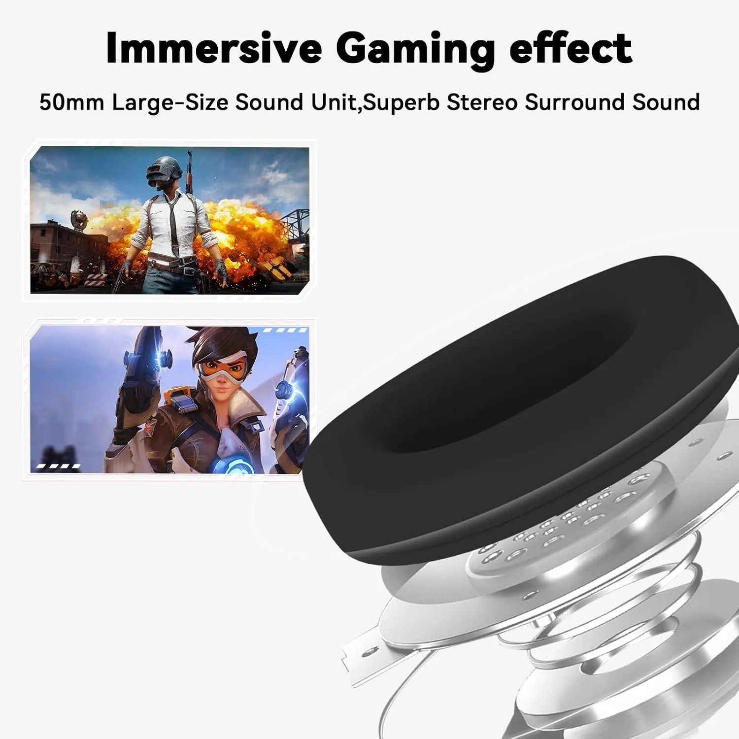 Jimonyer Gaming Headset with Microphone, 7.1 Surround Sound and Noise Canceling Over Ear Headphones for PC, PS4, PS5,Xbox Series,Switch, RGB Light and Soft Imitation Protein Earmuffs (White)