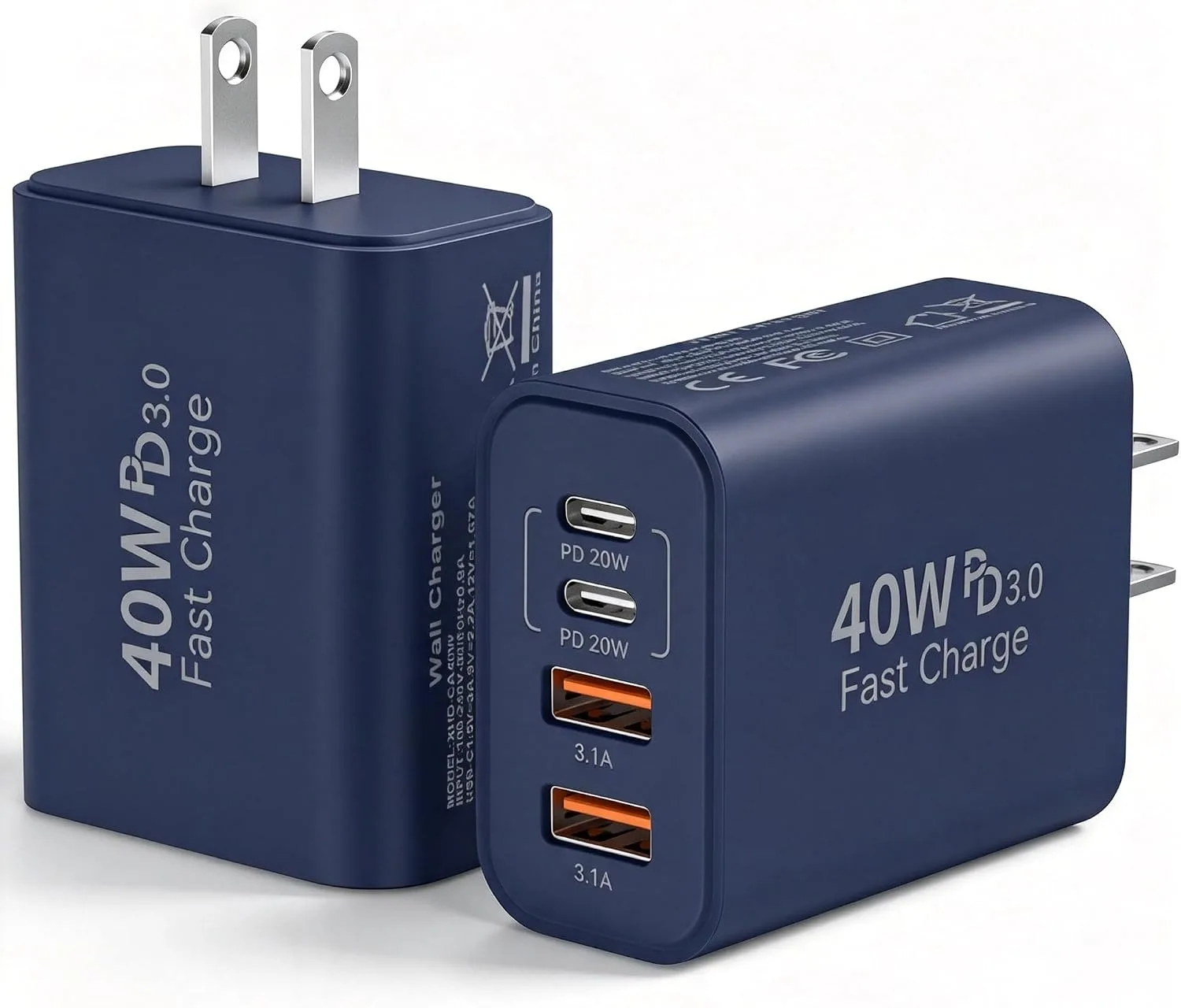 USB C Wall Charger Block, 40W USB Type C iPhone Charger Fast Charging Block